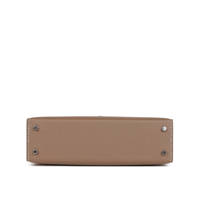 HERMES MINI KELLY 2 SELLIER 20 ETOUPE EPSOM SILVER HARDWARE
