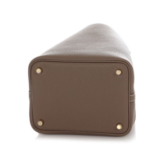 HERMES PICOTIN LOCK 18 PM ETOUPE TAURILLON CLEMENCE GOLD HARDWARE