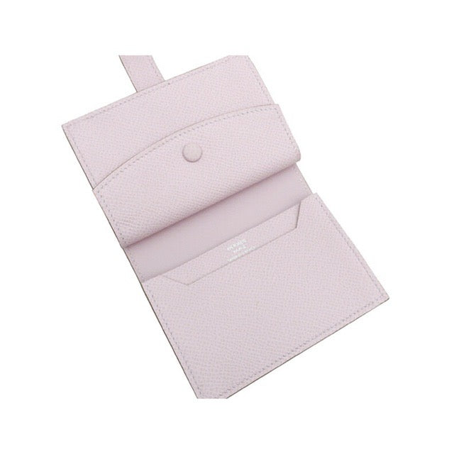HERMES BEARN MINI WALLET MAUVE PALE EPSOM SILVER HARDWARE