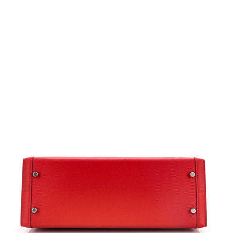 Hermes Kelly 32 Sellier Rouge Piment Swift and Toile Berline