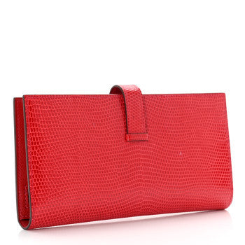 【新品未使用】エルメス ベアンスフレ ベアンロングウォレット レッド 赤系 リザード ゴールド金具 HERMES BEARN GUSSET  WALLET RED LIZARD GOLD HARDWARE