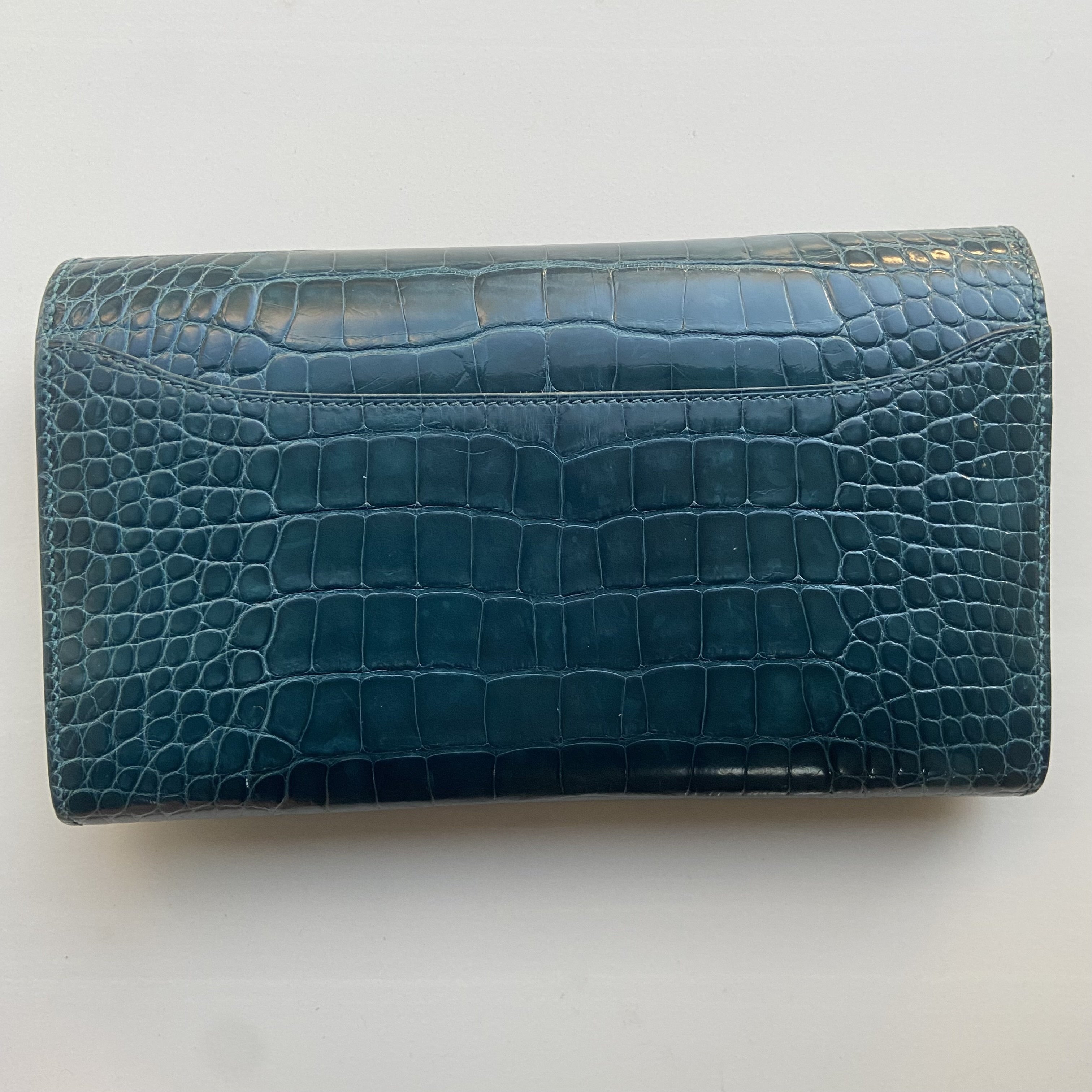 HERMES CONSTANCE LONG WALLET SHINY ALLIGATOR CROCODILE COLVERT LACQUER SILVER HARDWARE