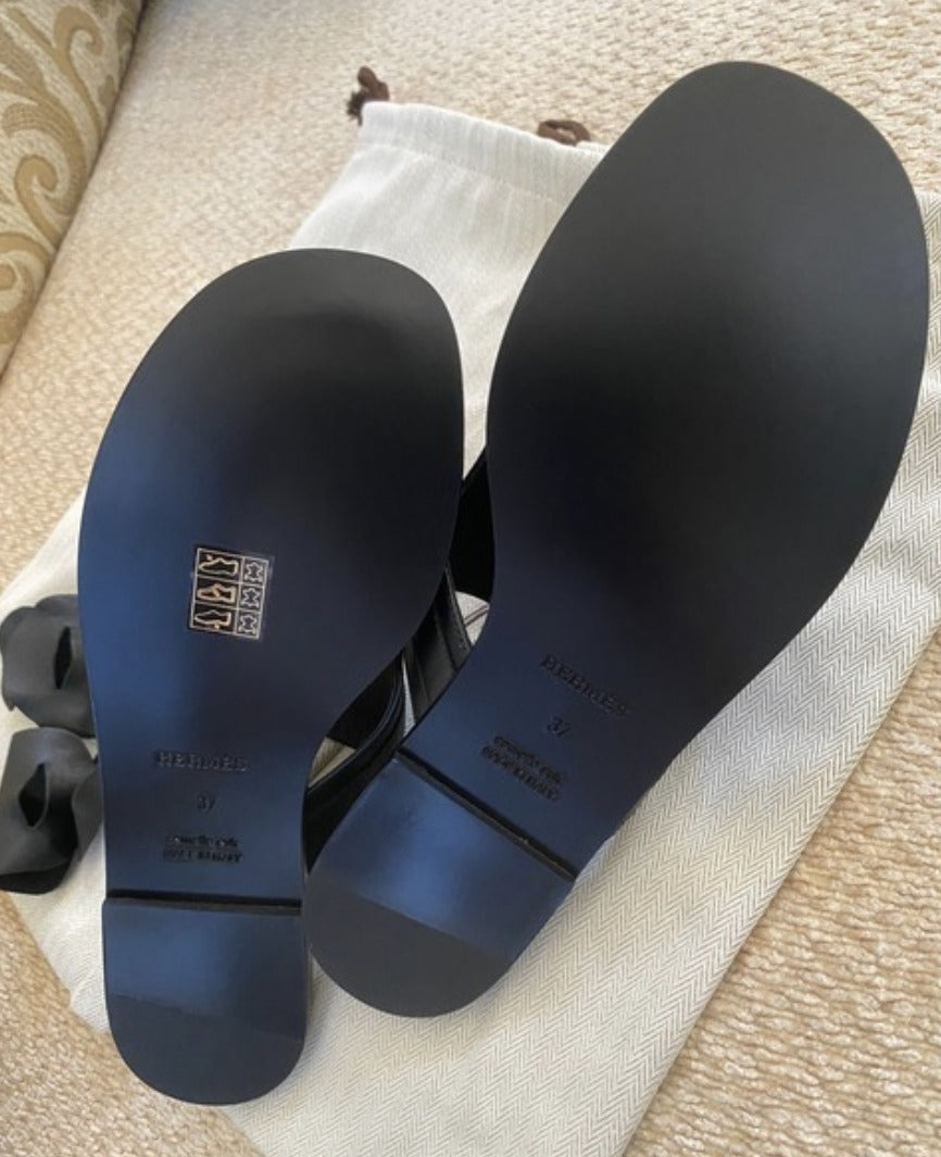 HERMES ELIXIR SANDALS BLACK・37.0