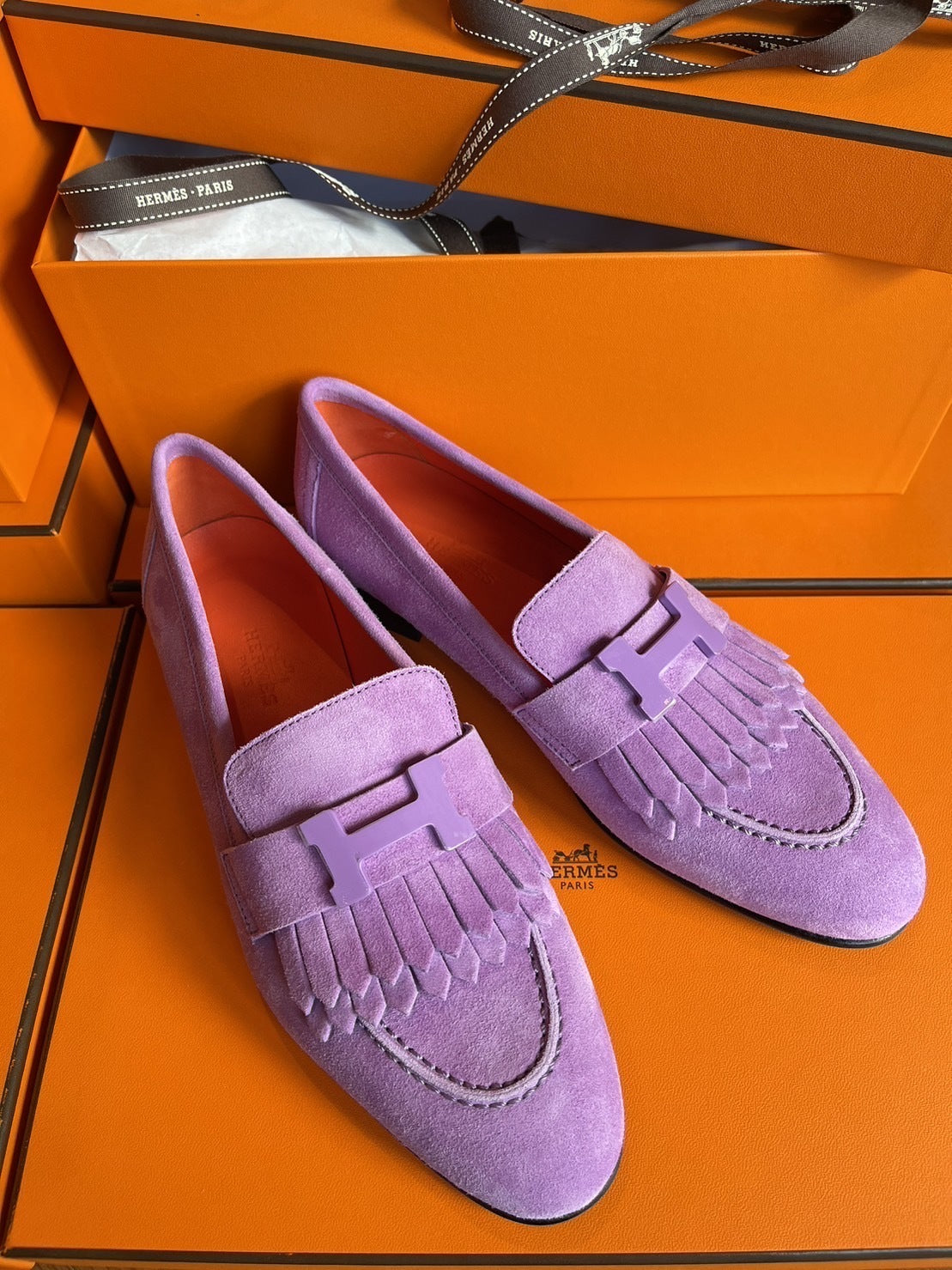 HERMES MOCCASIN ROYAL LOAFER PURPLE VIOLET
