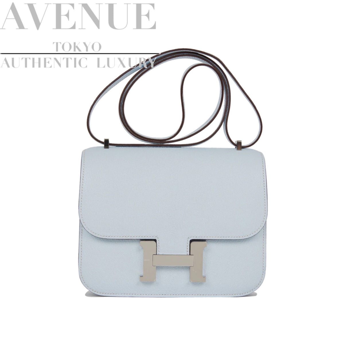 Hermes Blue Leather Chevre Constance Mini 18 Shoulder Bag Hermes