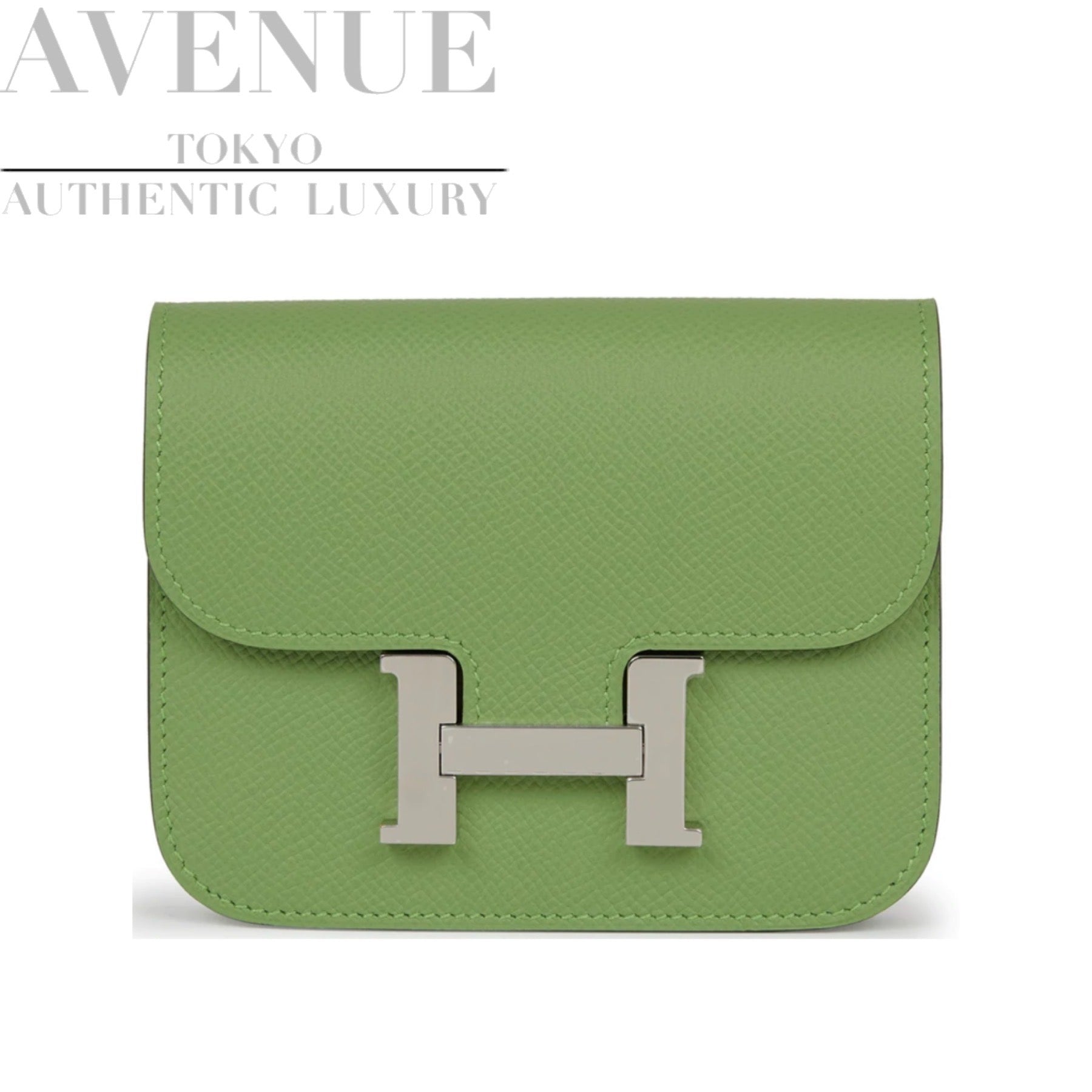 HERMES CONSTANCE SLIM WALLET VERT CRIQUET EPSOM SILVER HARDWARE