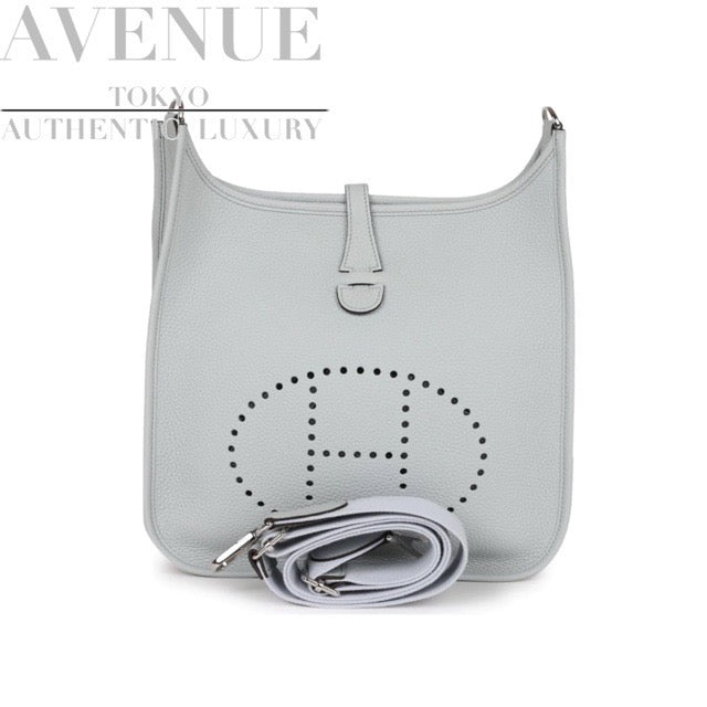 2022 Hermes Mini Evelyne Light Blue Clemence Silver