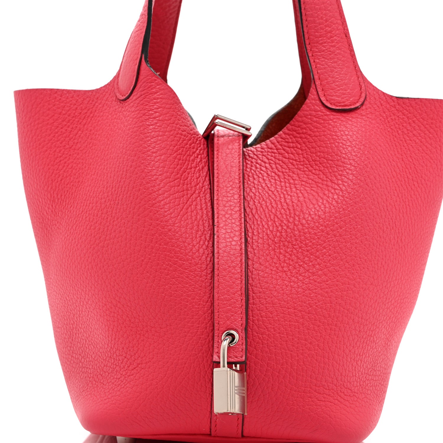 HERMES PICOTIN LOCK PM 18 ROSE MEXICO TAURILLON CLEMENCE SILVER HARDWARE