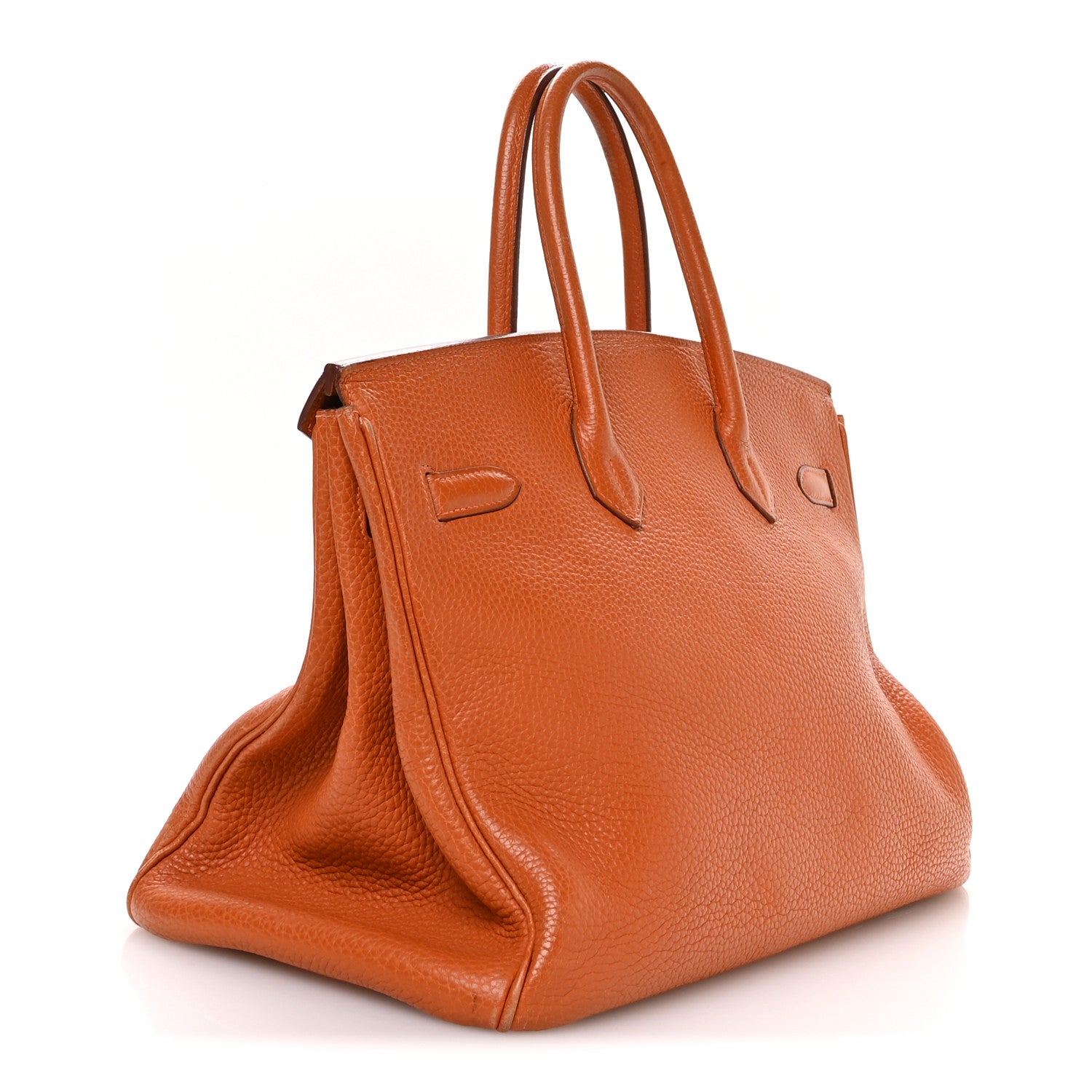 HERMES BIRKIN 35 ORANGE TAURILLON CLEMENCE SILVER HARDWARE