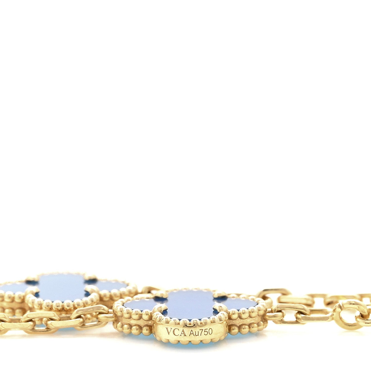 ヴァンクリーフ＆アーペル ヴィンテージアルハンブラ 10モチーフ ネックレス ブルーアゲート 18K イエローゴールド VAN CLEEF & ARPELS VINTAGE ALHAMBRA 10 MOTIFS NECKLACE BLUE AGATE 18K YELLOW GOLD