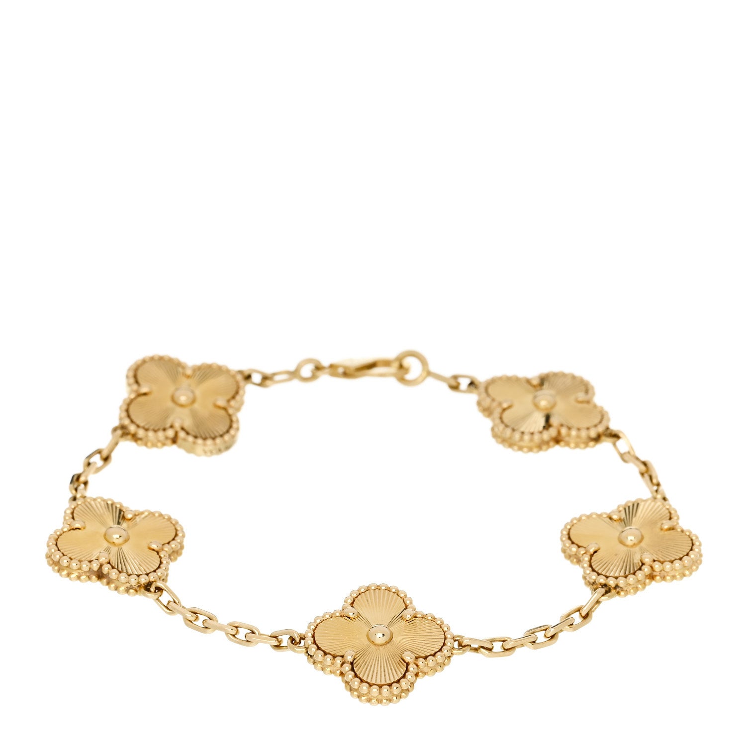ヴァンクリーフ＆アーペル ヴィンテージアルハンブラ 5モチーフ ブレスレット ギョーシェ 18K イエローゴールド VAN CLEEF & ARPELS VINTAGE ALHAMBRA 5 MOTIFS BRACELET GUILLOCHÉ 18K YELLOW GOLD