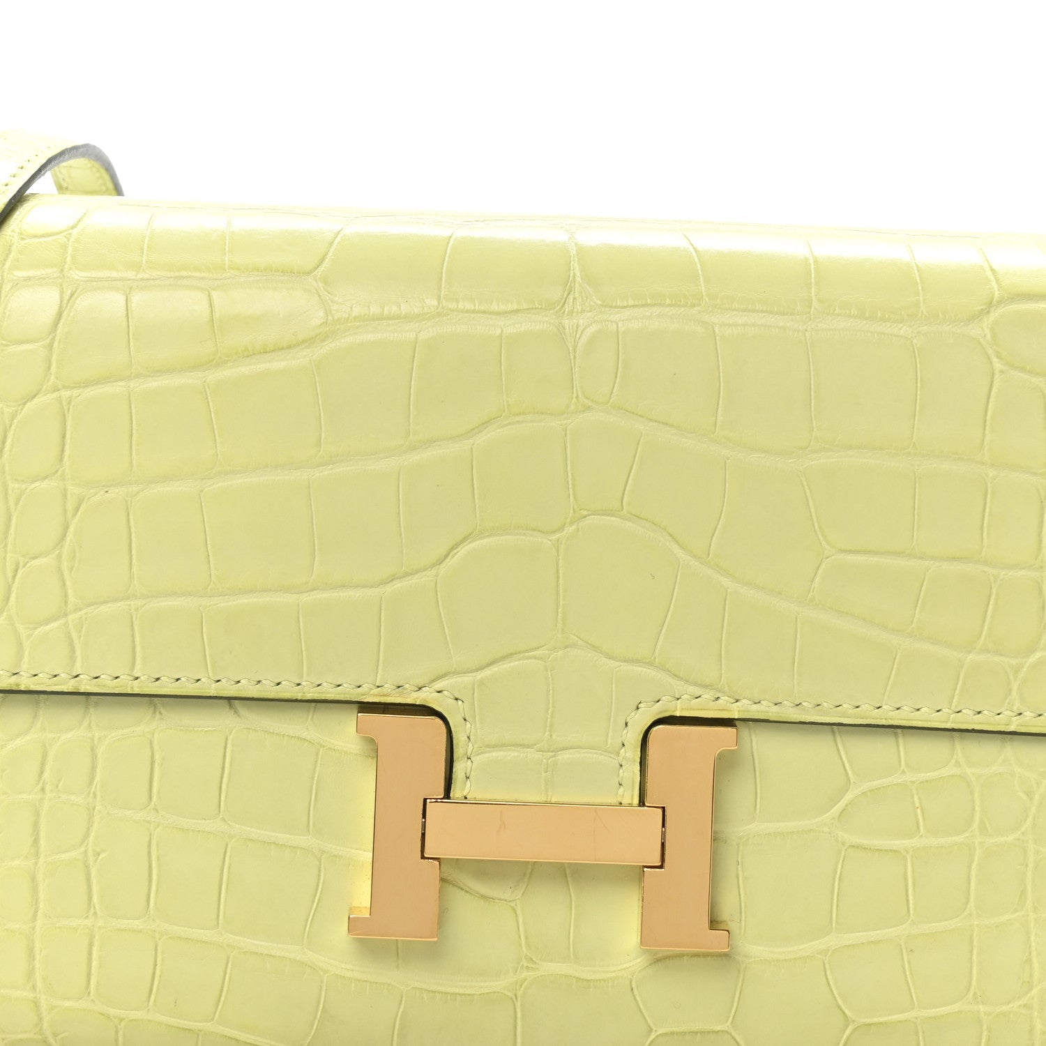 HERMES CONSTANCE TO GO WALLET JAUNE BOURGEON MATTE ALLIGATOR GOLD HARDWARE