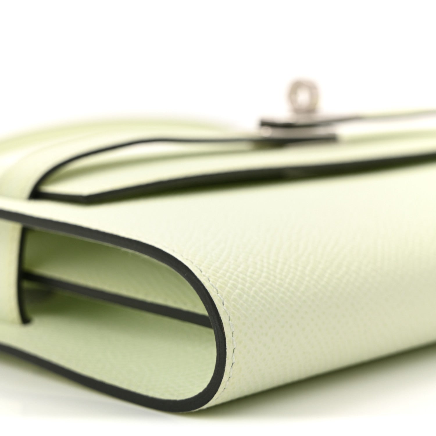 HERMES KELLY TO GO WALLET VERT FIZZ EPSOM SILVER HARDWARE