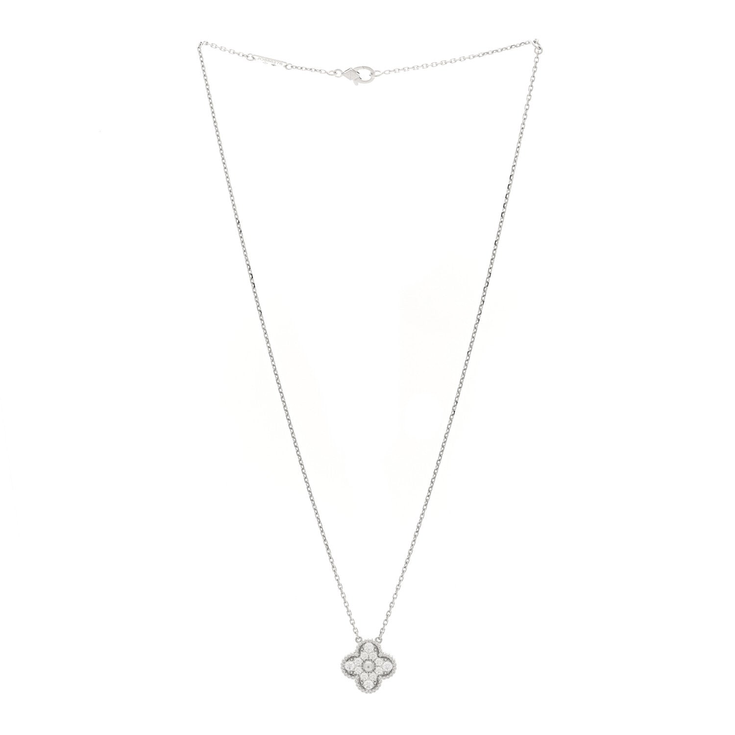 ヴァンクリーフ＆アーペル ヴィンテージアルハンブラ ペンダントネックレス ダイヤモンド 18K ホワイトゴールド VAN CLEEF & ARPELS VINTAGE ALHAMBRA PENDANT NECKLACE DIAMOND 18K WHITE GOLD