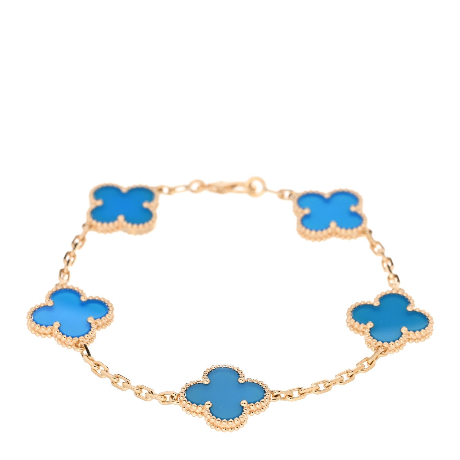 VAN CLEEF 18Kイエローゴールド ブルーアゲート 5モチーフ