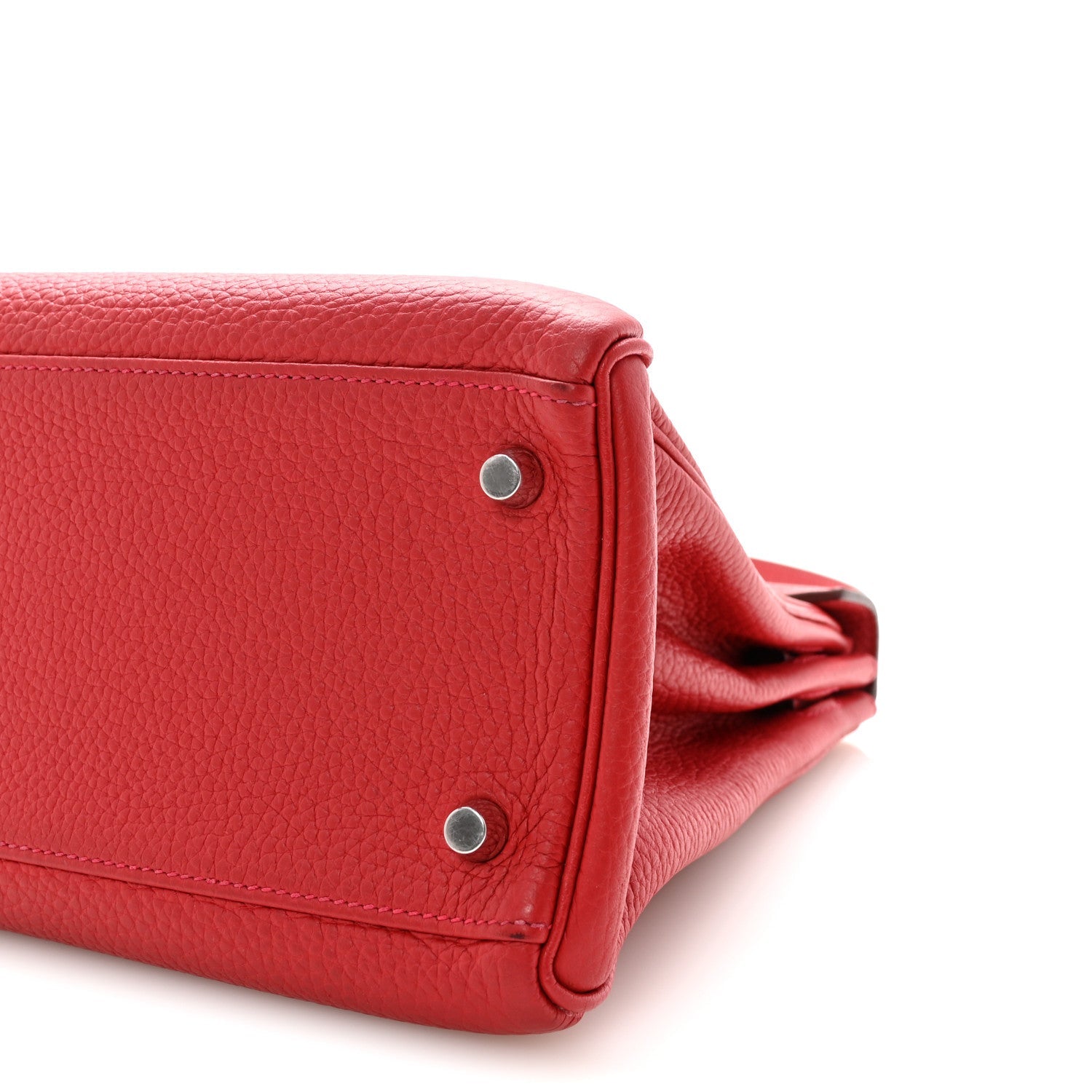 HERMES KELLY 32 RETOURNE ROUGE CASAQUE TOGO SILVER HARDWARE