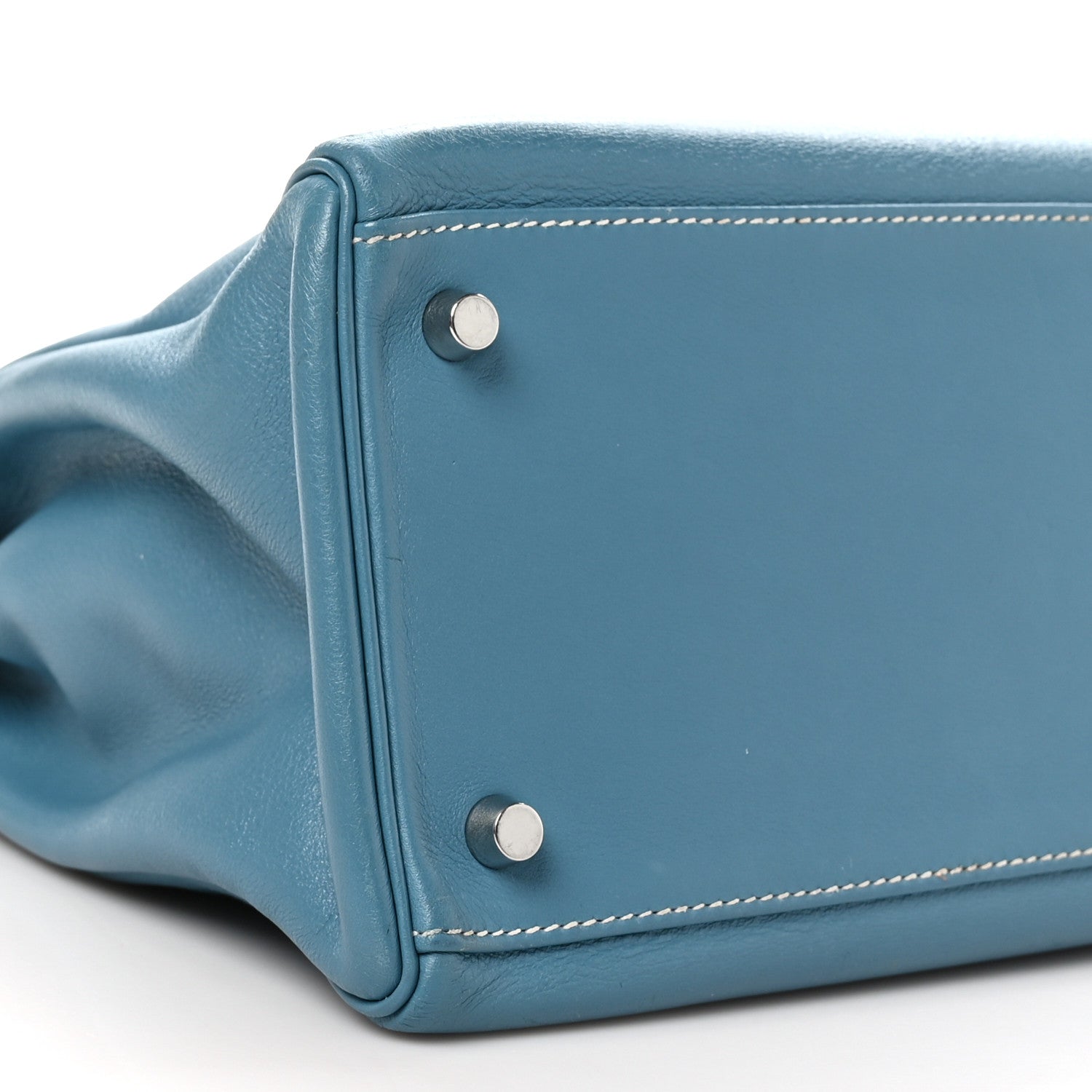HERMES KELLY 35 RETOURNE BLEU JEAN SWIFT SILVER HARDWARE