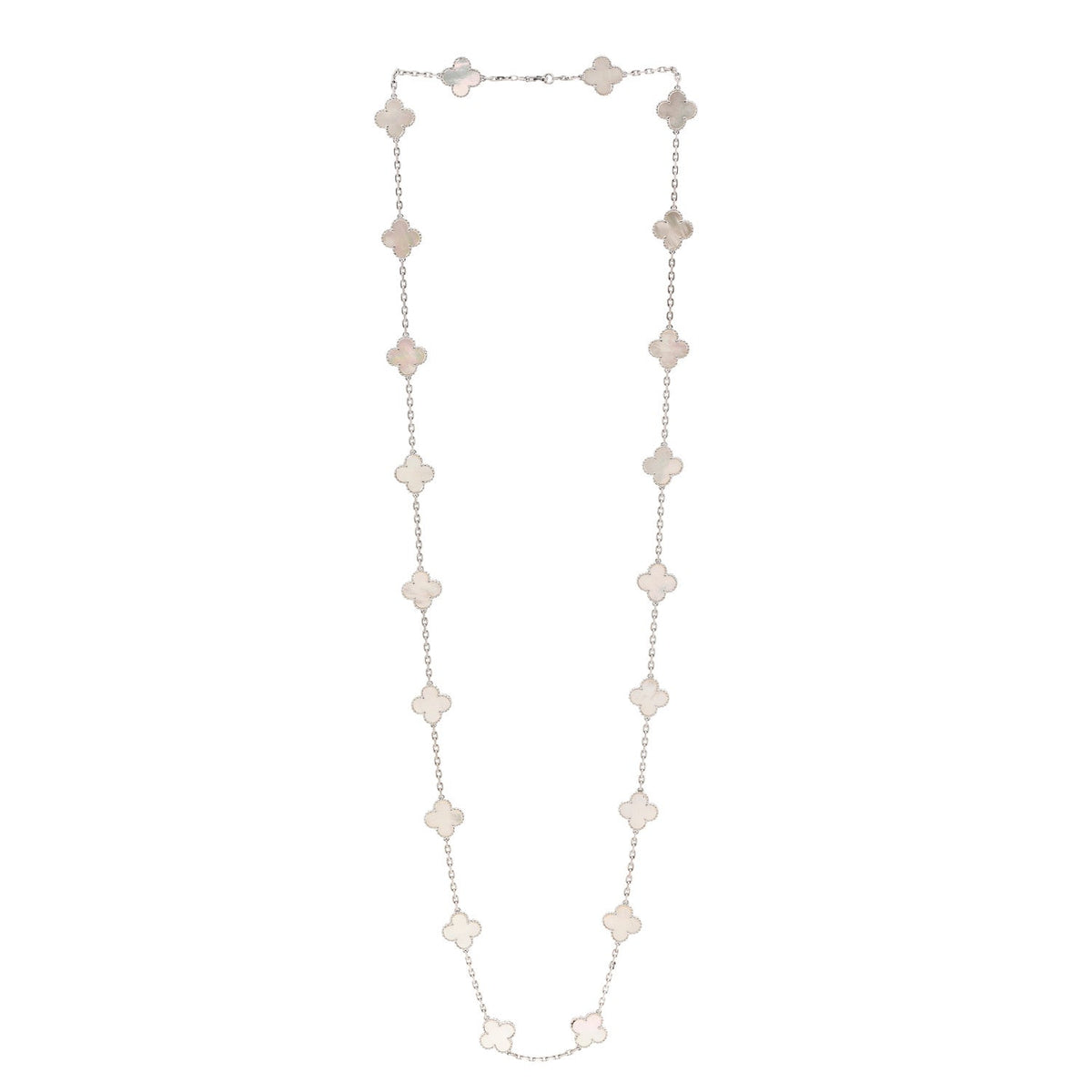 ヴァンクリーフ＆アーペル ヴィンテージアルハンブラ 20モチーフ ネックレス マザーオブパール 18K ホワイトゴールド VAN CLEEF & ARPELS VINTAGE ALHAMBRA 20 MOTIFS NECKLACE MOTHER OF PEARL 18K WHITE GOLD