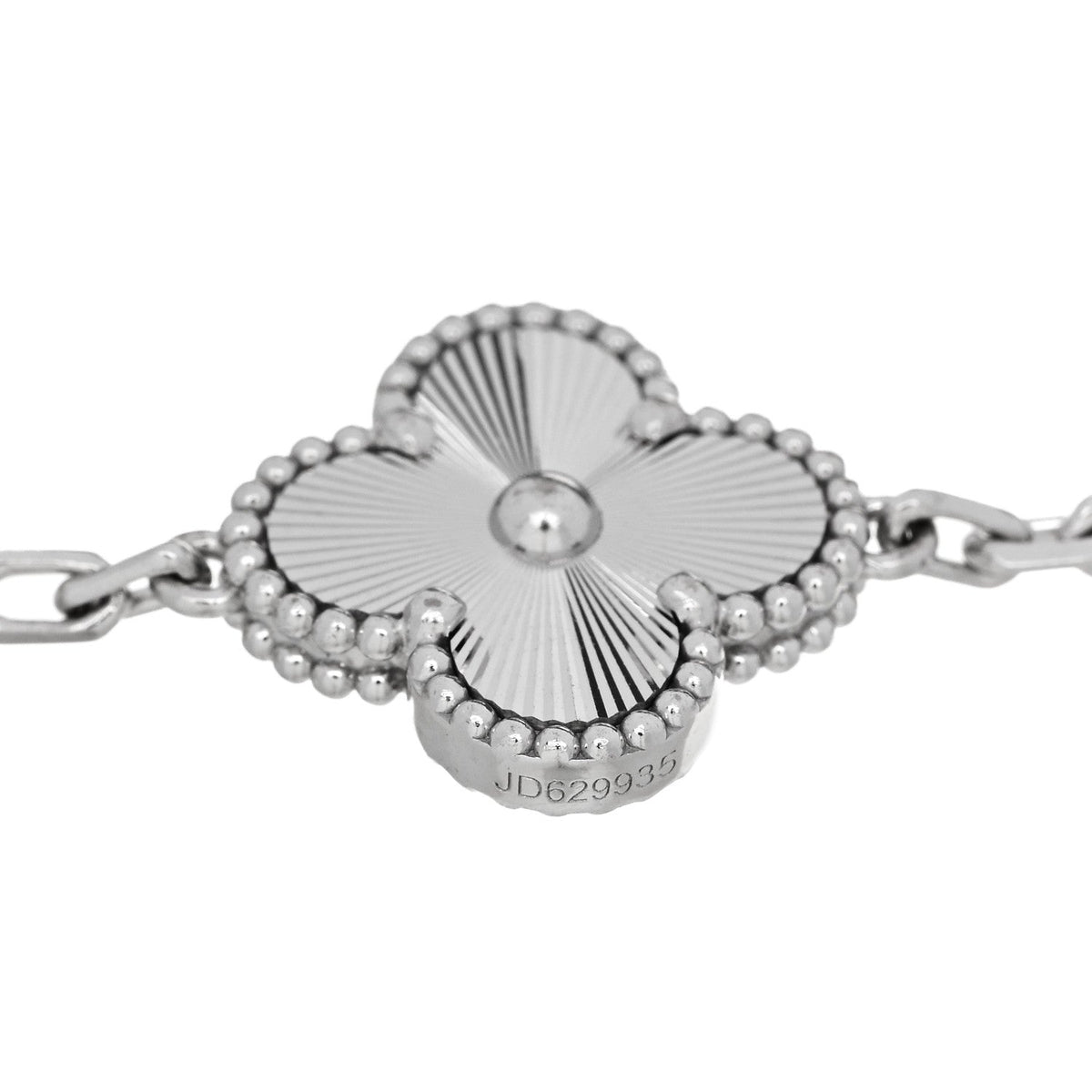 ヴァンクリーフ＆アーペル ヴィンテージアルハンブラ 5モチーフ ブレスレット ギョーシェ 18K ホワイトゴールド VAN CLEEF & ARPELS VINTAGE ALHAMBRA 5 MOTIFS BRACELET GUILLOCHÉ 18K WHITE GOLD