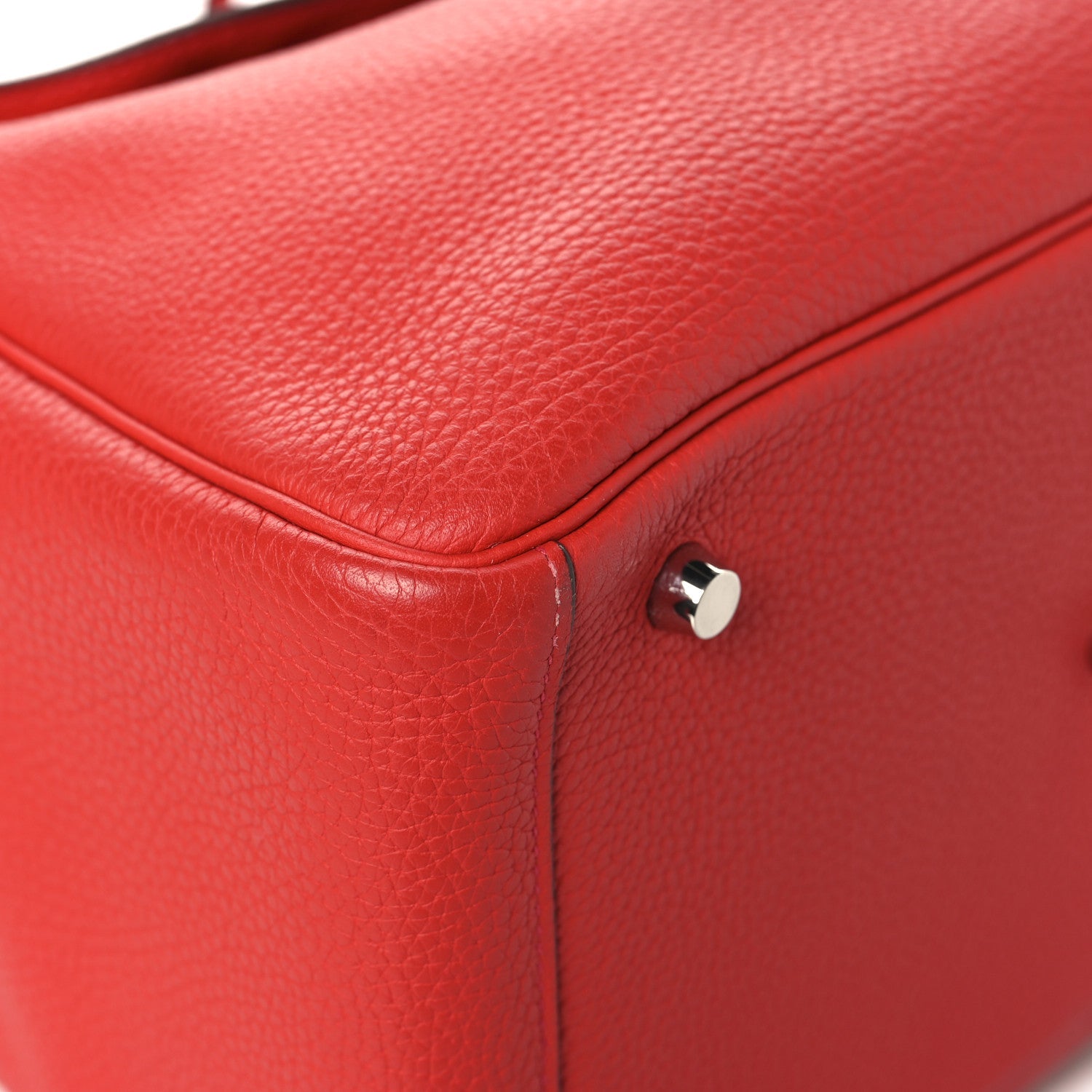 HERMES LINDY 30 ROUGE CASAQUE TAURILLON CLEMENCE SILVER HARDWARE