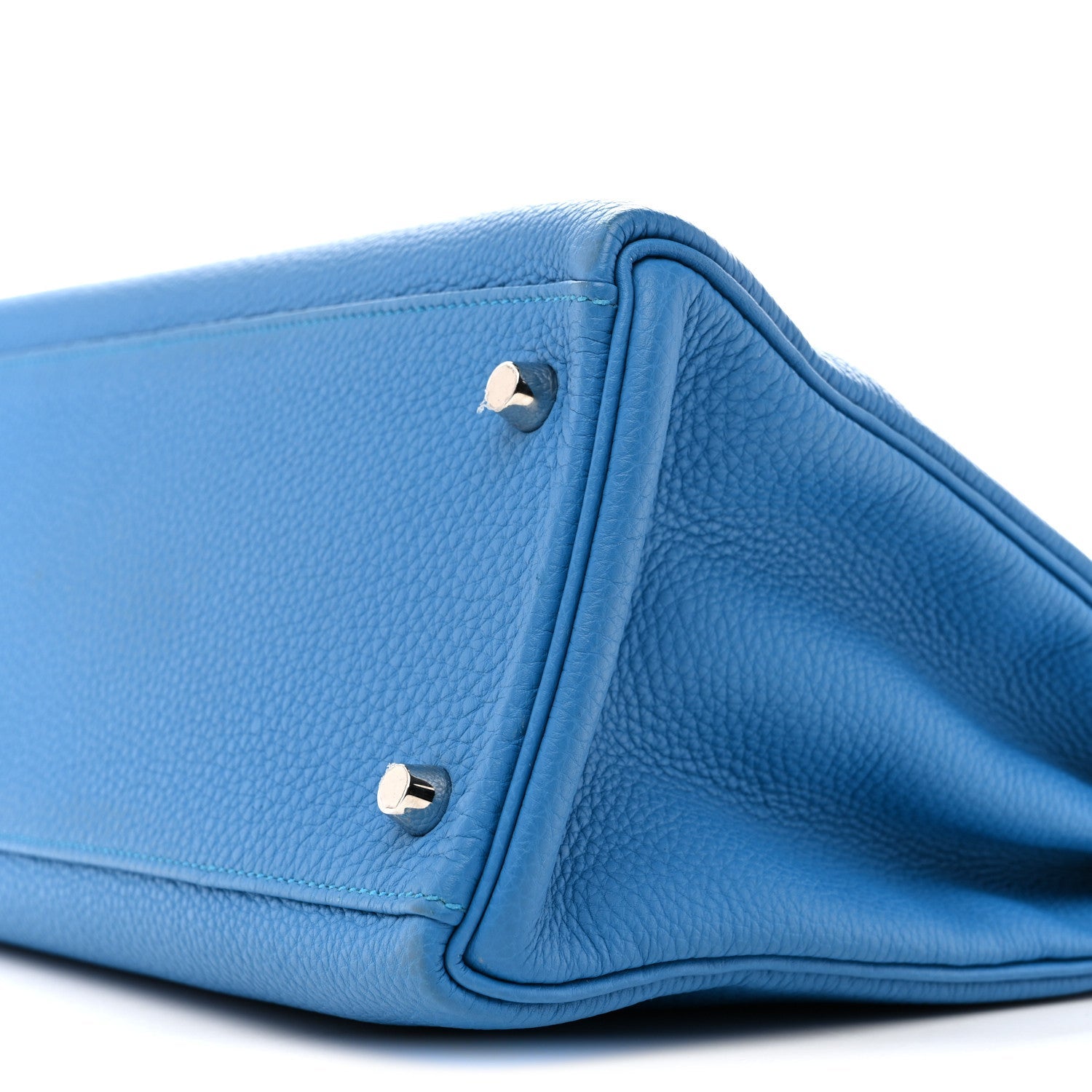 HERMES KELLY 32 RETOURNE BLEU ZANZIBAR TOGO SILVER HARDWARE