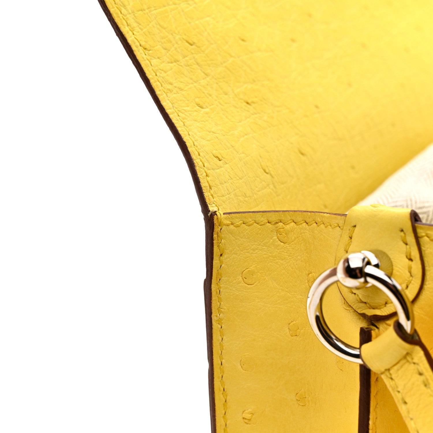 エルメス ミニルリ Jaune Citron オーストリッチ シルバー金具 HERMES MINI ROULIS JAUNE CITRON OSTRICH SILVER HARDWARE
