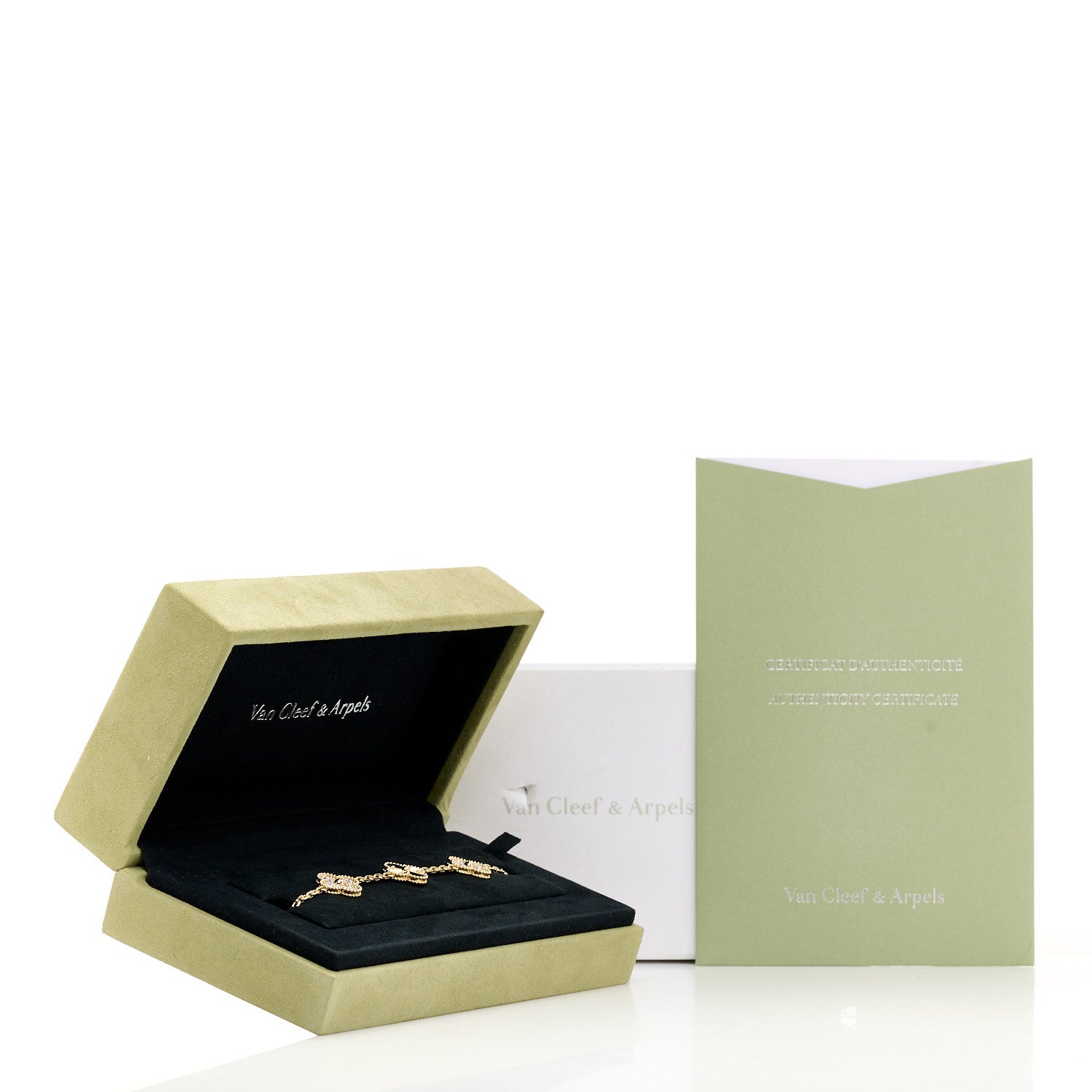 VAN CLEEF 18Kイエローゴールド ダイヤモンド 5モチーフ ギョーシェ ヴィンテージ アルハンブラ ブレスレット