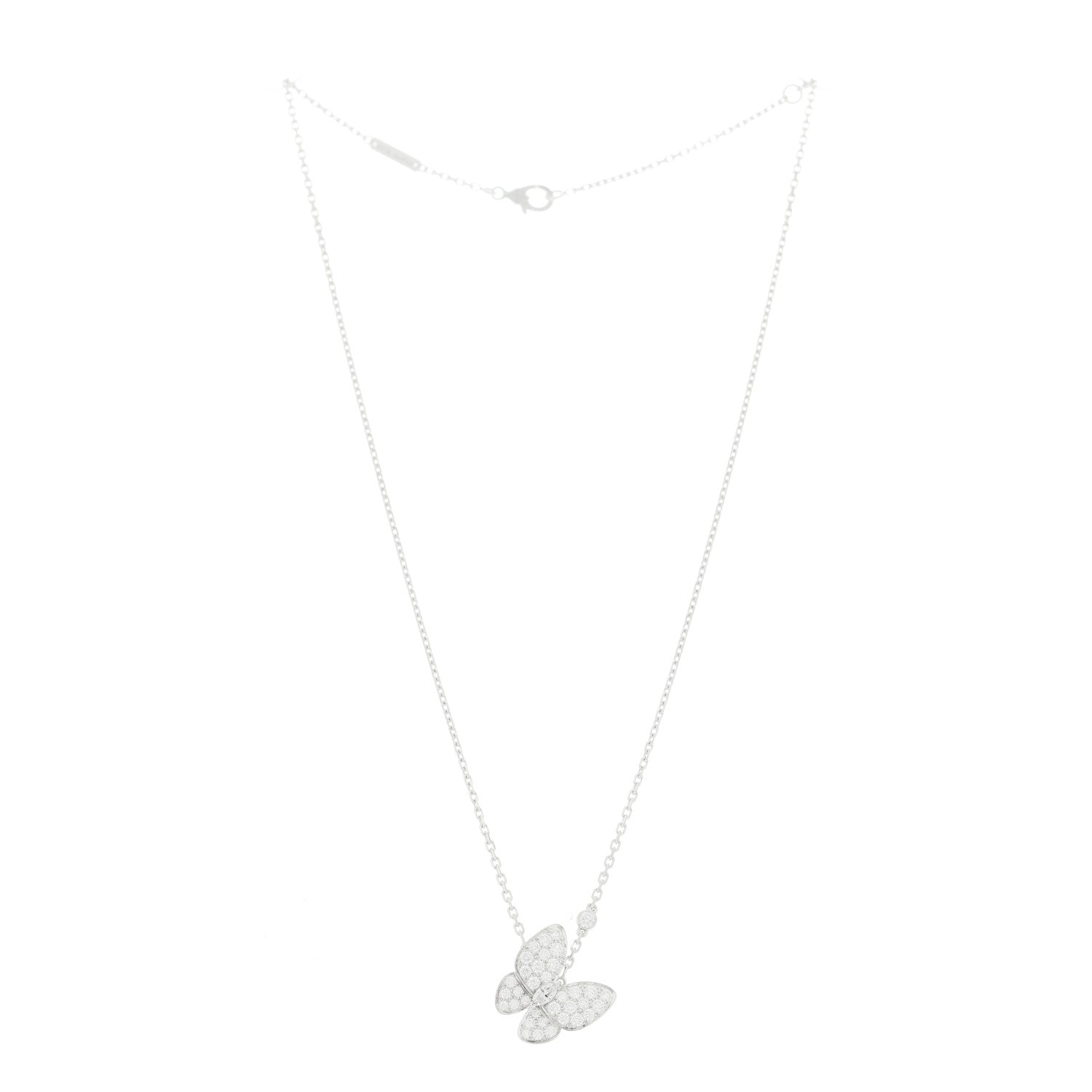ヴァンクリーフ＆アーペル ツーバタフライ ペンダントネックレス ダイヤモンド 18K ホワイトゴールド VAN CLEEF & ARPELS TWO BUTTERFLY PENDANT NECKLACE DIAMOND 18K WHITE GOLD