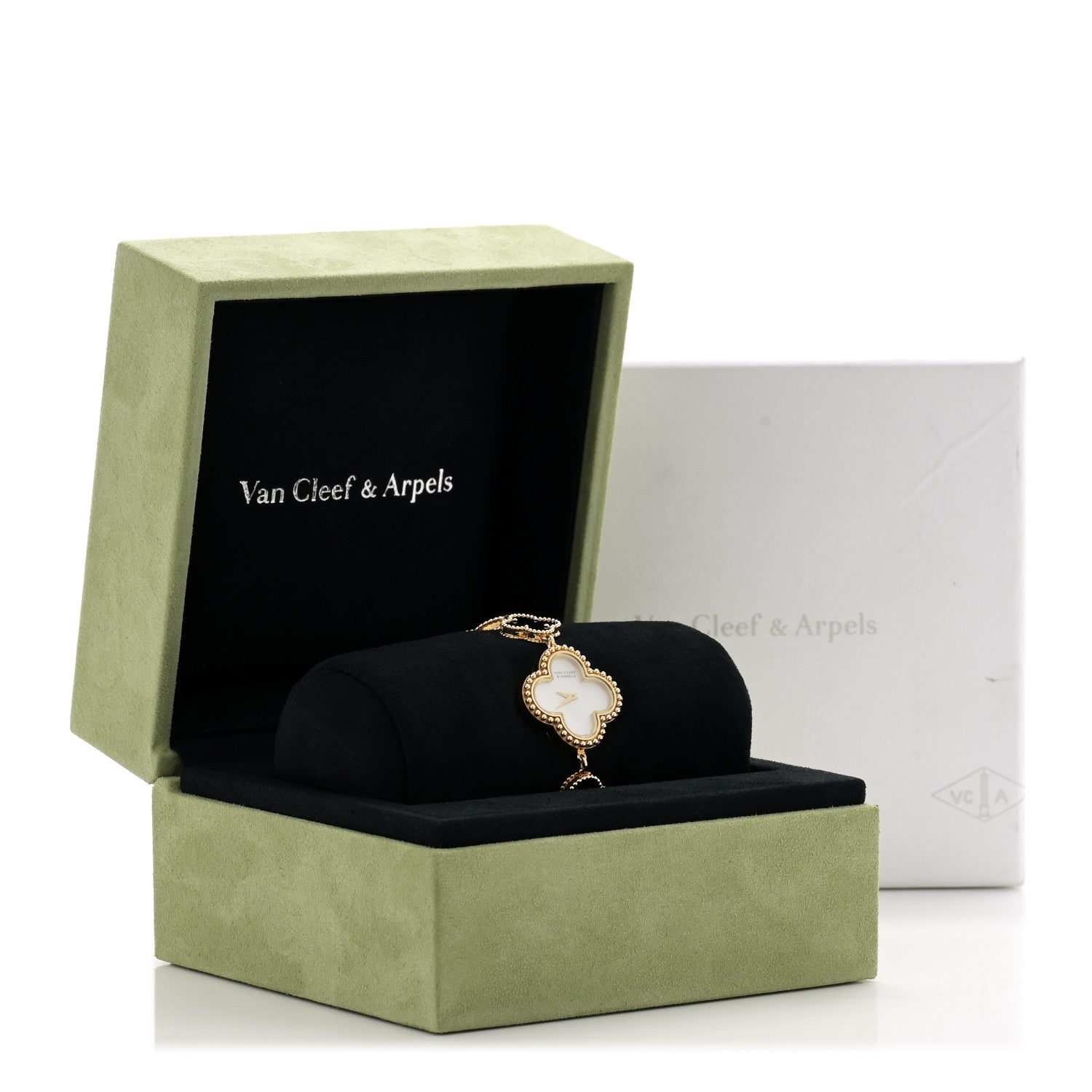 ヴァンクリーフ＆アーペル 18Kイエローゴールド マザーオブパール ブラックオニキス 26mm アルハンブラ クォーツウォッチ 腕時計