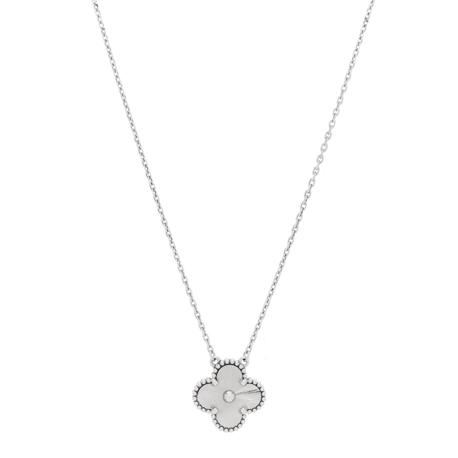 ヴァンクリーフ＆アーペル ヴィンテージアルハンブラ ペンダントネックレス ギョーシェ 18K ホワイトゴールド VAN CLEEF & ARPELS VINTAGE ALHAMBRA PENDANT NECKLACE GUILLOCHÉ 18K WHITE GOLD