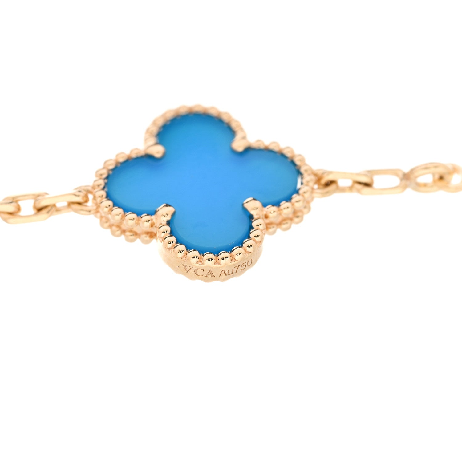 VAN CLEEF 18Kイエローゴールド ブルーアゲート 5モチーフ ヴィンテージ アルハンブラ ブレスレット