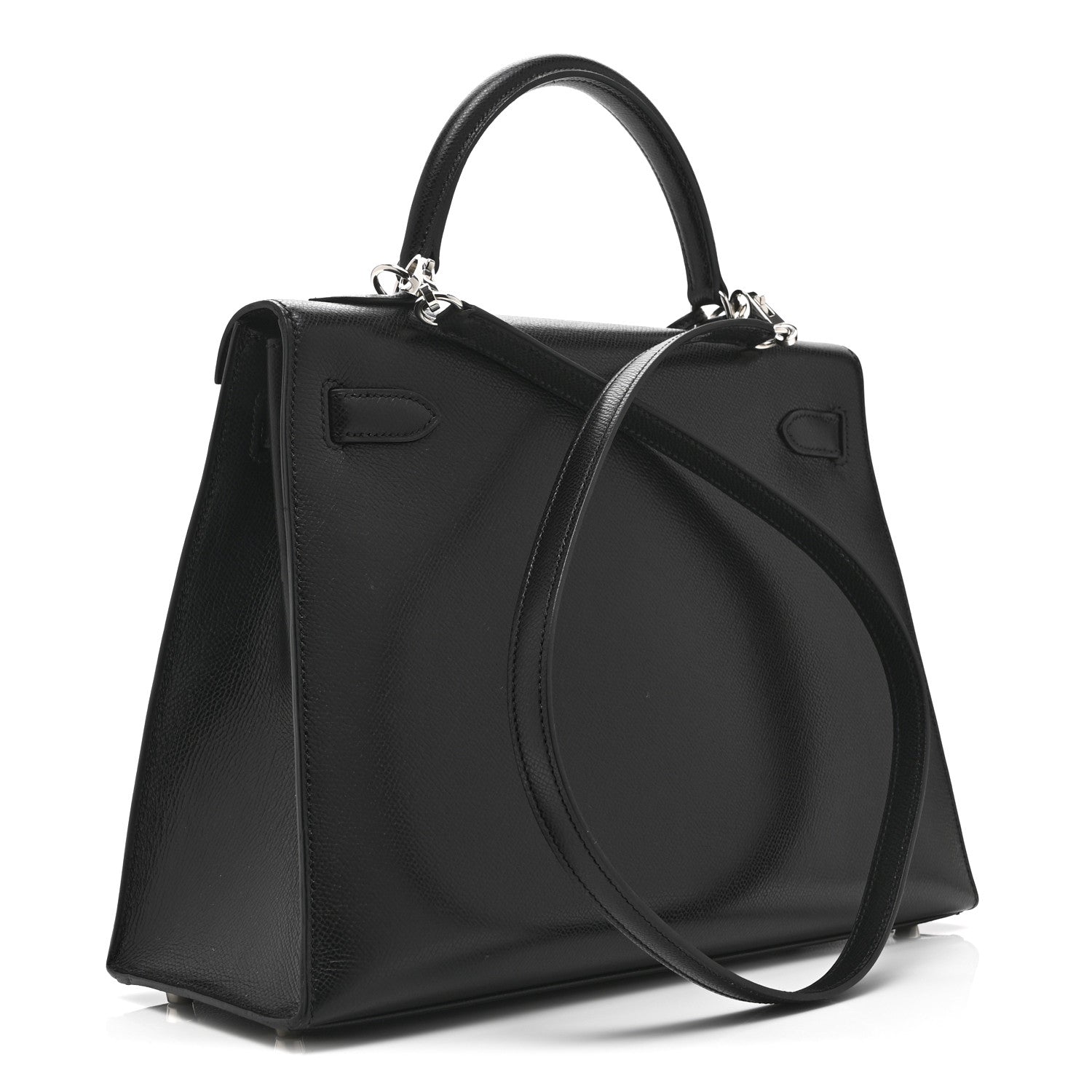エルメス ケリー 32 外縫い Black クシュベル シルバー金具 HERMES