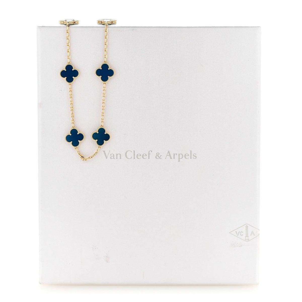 ヴァンクリーフ＆アーペル ヴィンテージアルハンブラ 10モチーフ ネックレス ブルーアゲート 18K イエローゴールド VAN CLEEF & ARPELS VINTAGE ALHAMBRA 10 MOTIFS NECKLACE BLUE AGATE 18K YELLOW GOLD