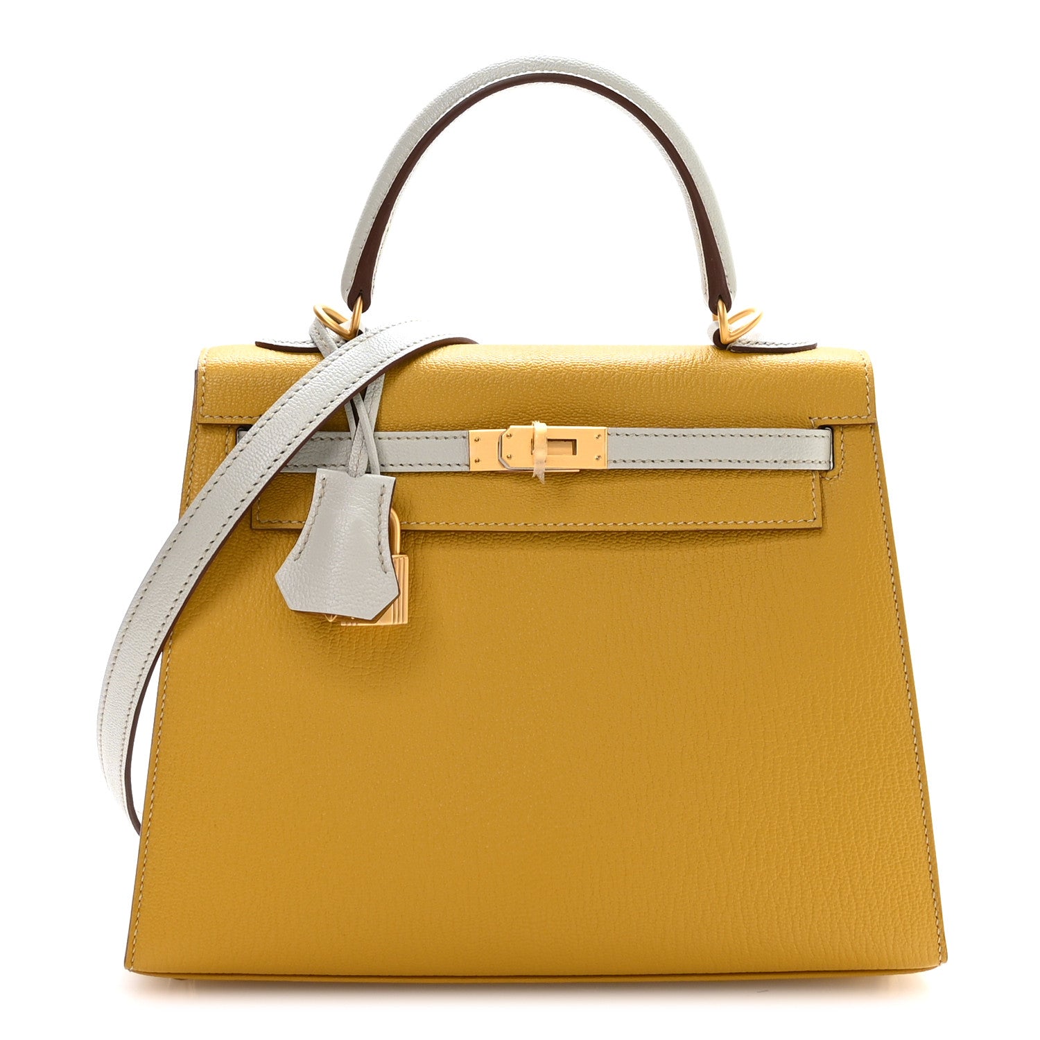 エルメス ケリー 25 HSS パーソナルオーダー 外縫い Jaune Ambre Bleu Glacier シェーブルミゾール シャンパンゴールド金具 HERMES KELLY 25 HSS PERSONAL ORDER SELLIER JAUNE AMBRE BLEU GLACIER CHEVRE MYSORE BRUSHED GOLD HARDWARE