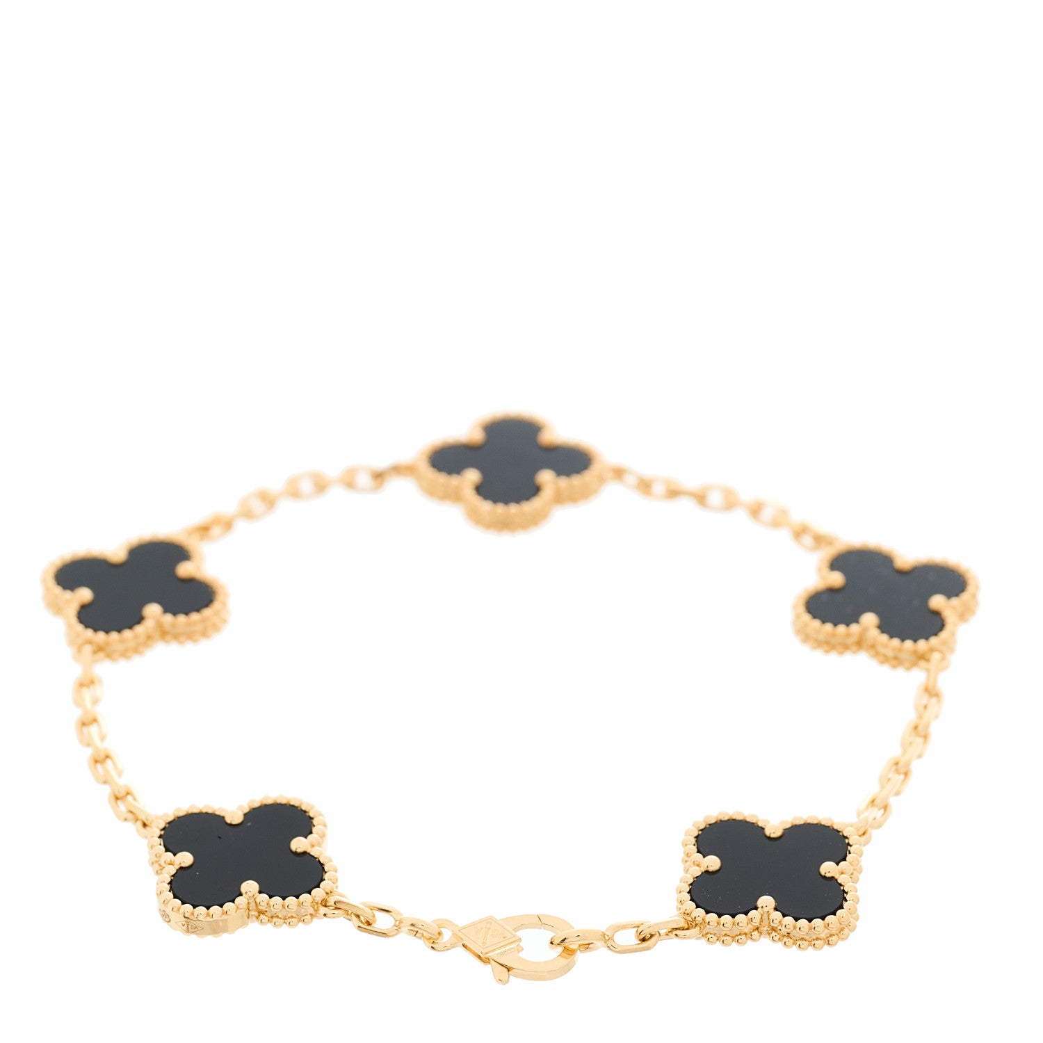 ヴァンクリーフ＆アーペル ヴィンテージアルハンブラ 5モチーフ ブレスレット ブラックオニキス 18K イエローゴールド VAN CLEEF & ARPELS VINTAGE ALHAMBRA 5 MOTIFS BRACELET BLACK ONYX 18K YELLOW GOLD