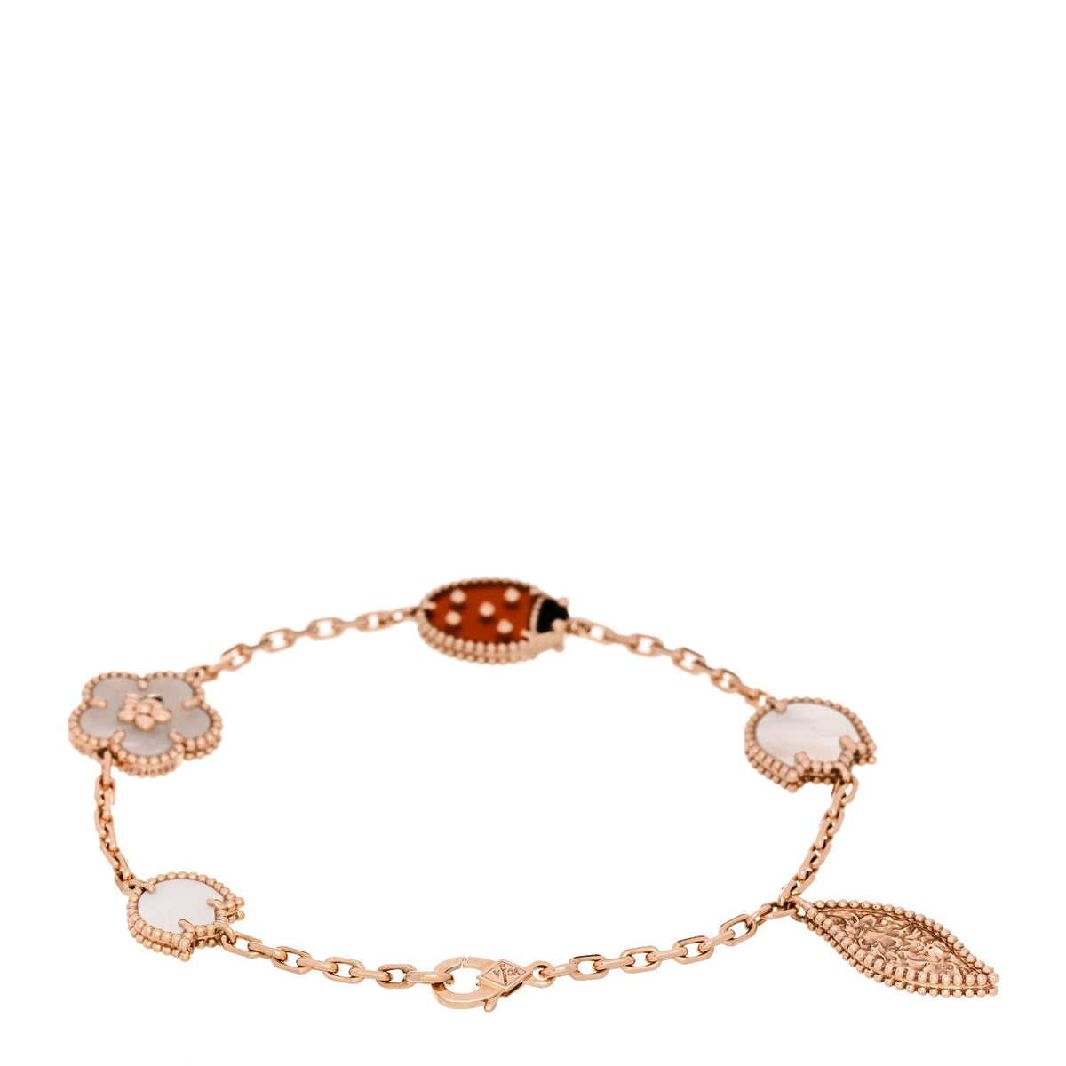 Van Cleef & Arpels Lucky Spring 5 Motifs Bracelet, Multicolor, 18K Rose Gold