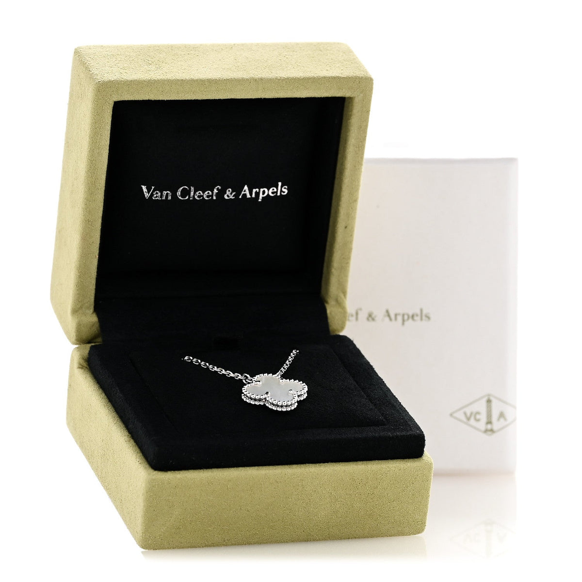 ヴァンクリーフ＆アーペル ヴィンテージアルハンブラ ペンダントネックレス マザーオブパール 18K ホワイトゴールド VAN CLEEF & ARPELS VINTAGE ALHAMBRA PENDANT NECKLACE MOTHER OF PEARL 18K WHITE GOLD
