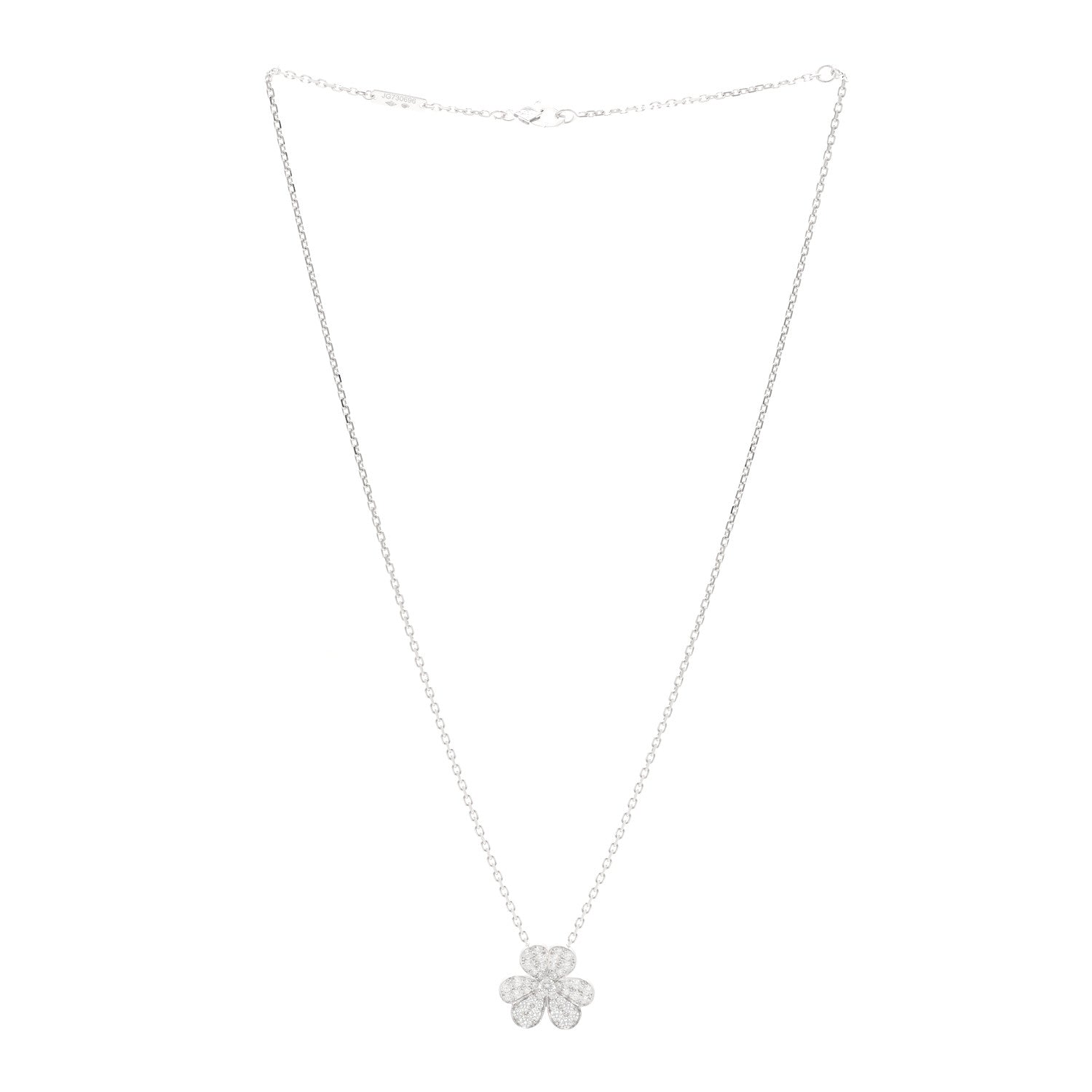 VAN CLEEF 18Kホワイトゴールド ダイヤモンド スモール フリヴォル ペンダントネックレス