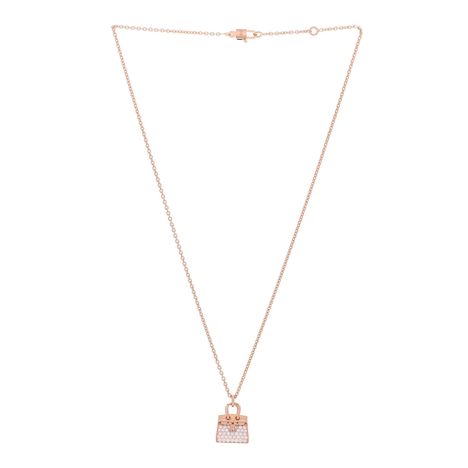 エルメス バーキンアミュレット ペンダントネックレス 18Kローズゴールド HERMES 18K ROSE GOLD DIAMOND BIRKIN AMULETTES PENDANT NECKLACE
