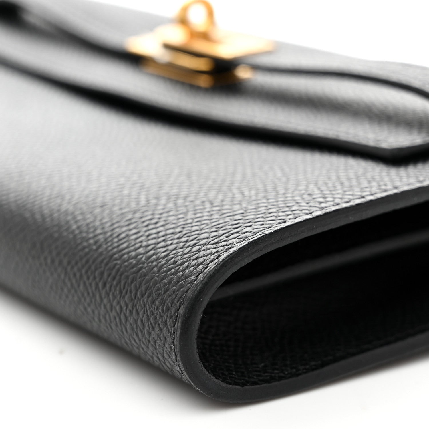 HERMES KELLY TO GO WALLET BLACK EPSOM GOLD HARDWARE