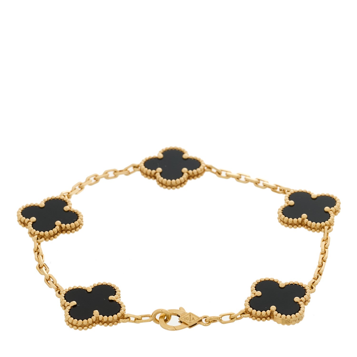 ヴァンクリーフ＆アーペル ヴィンテージアルハンブラ 5モチーフ ブレスレット ブラックオニキス 18K イエローゴールド VAN CLEEF & ARPELS VINTAGE ALHAMBRA 5 MOTIFS BRACELET BLACK ONYX 18K YELLOW GOLD