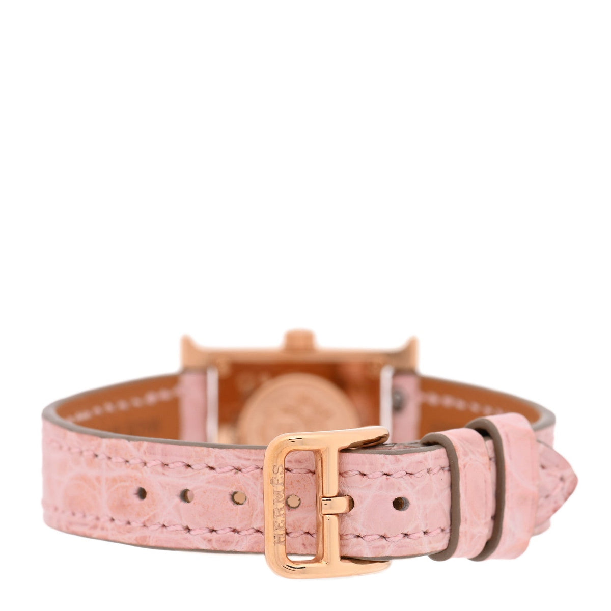 エルメス Hウォッチ クォーツ 2mm 18K ローズゴールド Rose Pale アリゲーター HERMES HEURE H QUARTZ WATCH 2MM 18K ROSE GOLD ROSE PALE ALLIGATOR