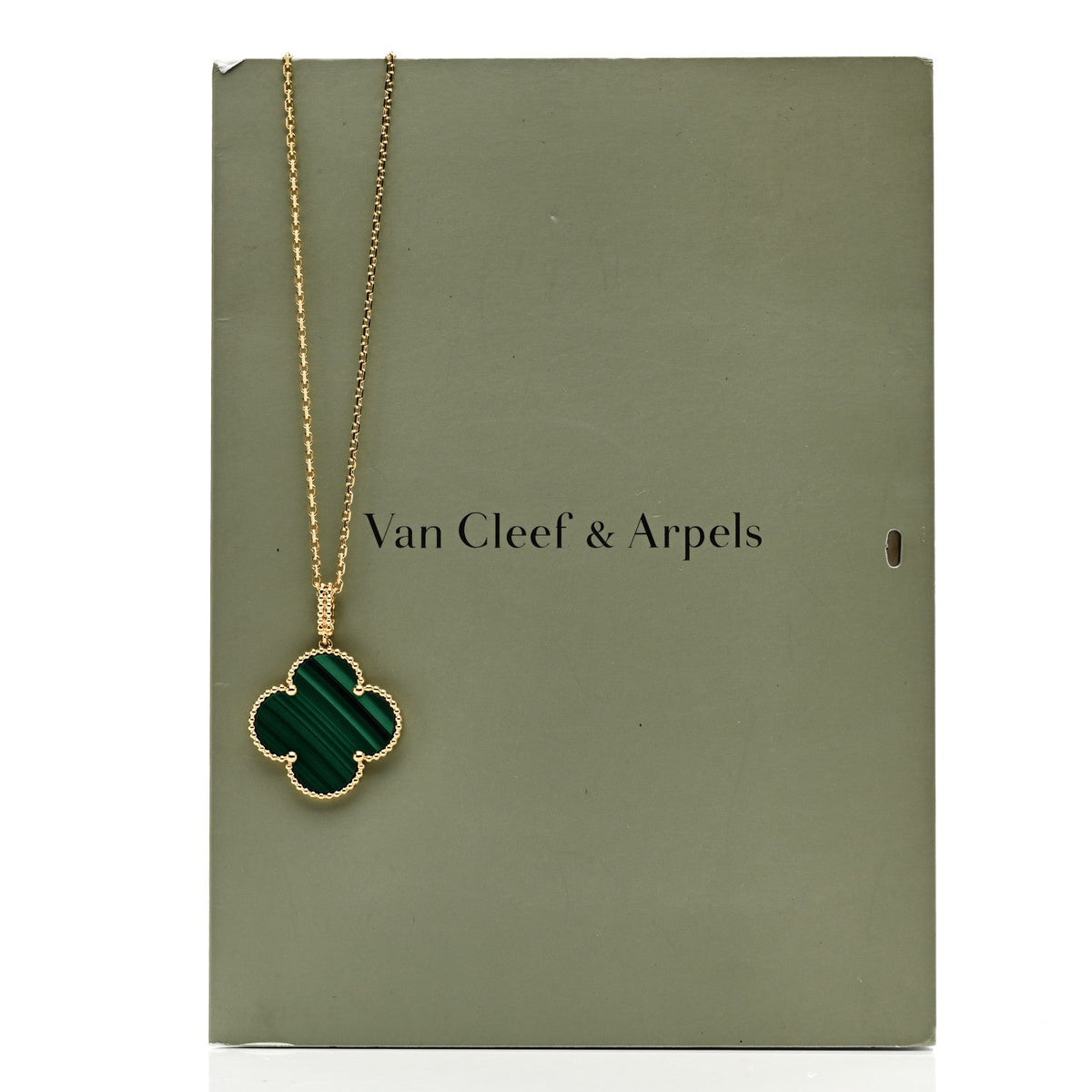 Van Cleef & Arpels Magic Alhambra Pendant Necklace Malachite 18K Yellow Gold 