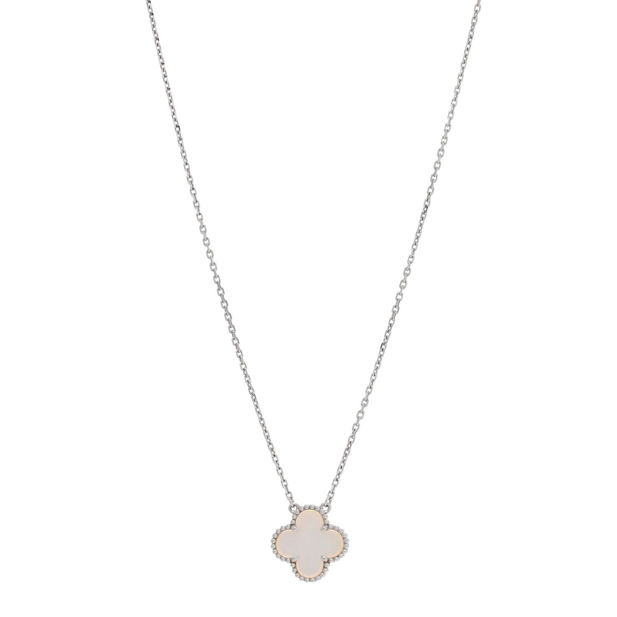 ヴァンクリーフ＆アーペル ヴィンテージアルハンブラ ペンダントネックレス マザーオブパール 18K ホワイトゴールド VAN CLEEF & ARPELS VINTAGE ALHAMBRA PENDANT NECKLACE MOTHER OF PEARL 18K WHITE GOLD