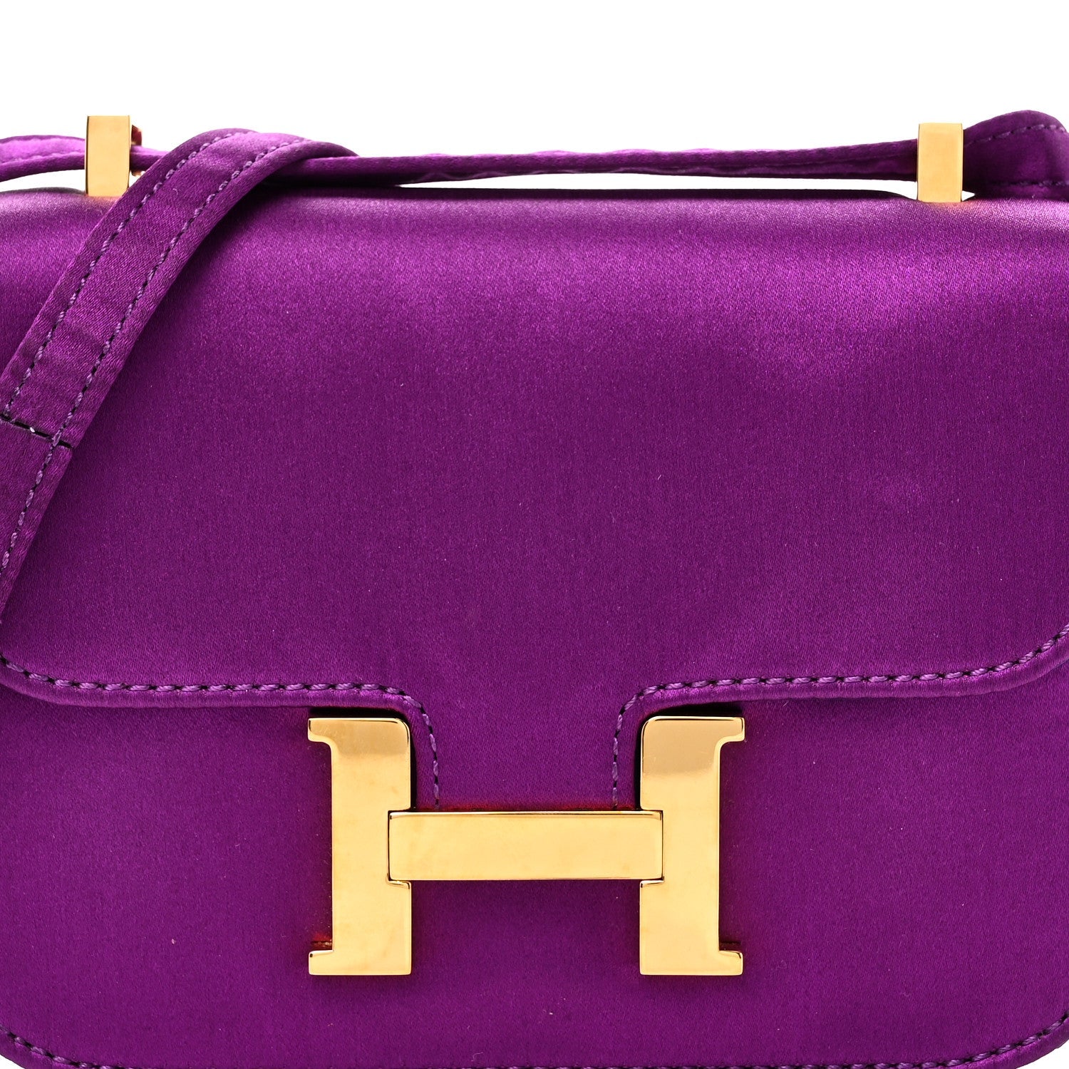 エルメス ミクロ コンスタンス 14 Ultraviolet サテン ゴールド金具