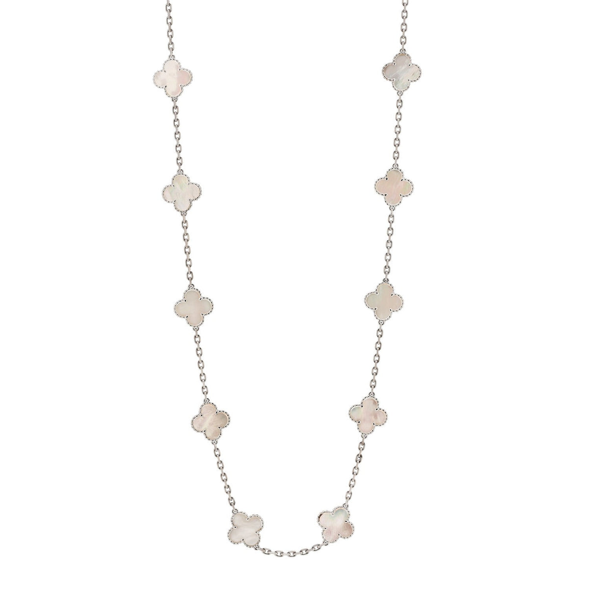 ヴァンクリーフ＆アーペル ヴィンテージアルハンブラ 20モチーフ ネックレス マザーオブパール 18K ホワイトゴールド VAN CLEEF & ARPELS VINTAGE ALHAMBRA 20 MOTIFS NECKLACE MOTHER OF PEARL 18K WHITE GOLD