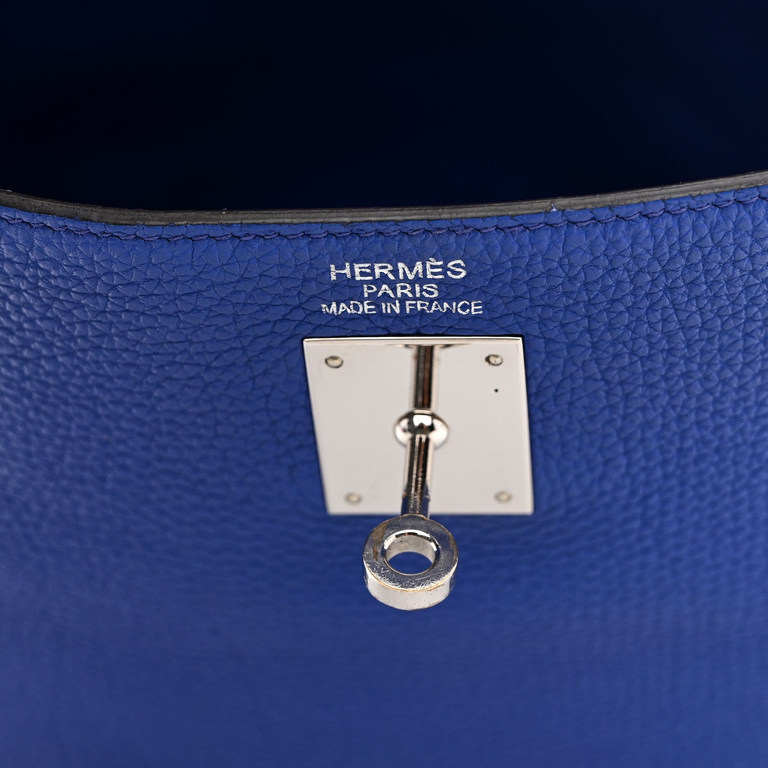 HERMES KELLY 35 RETOURNE BLEU ELECTRIQUE TOGO SILVER HARDWARE