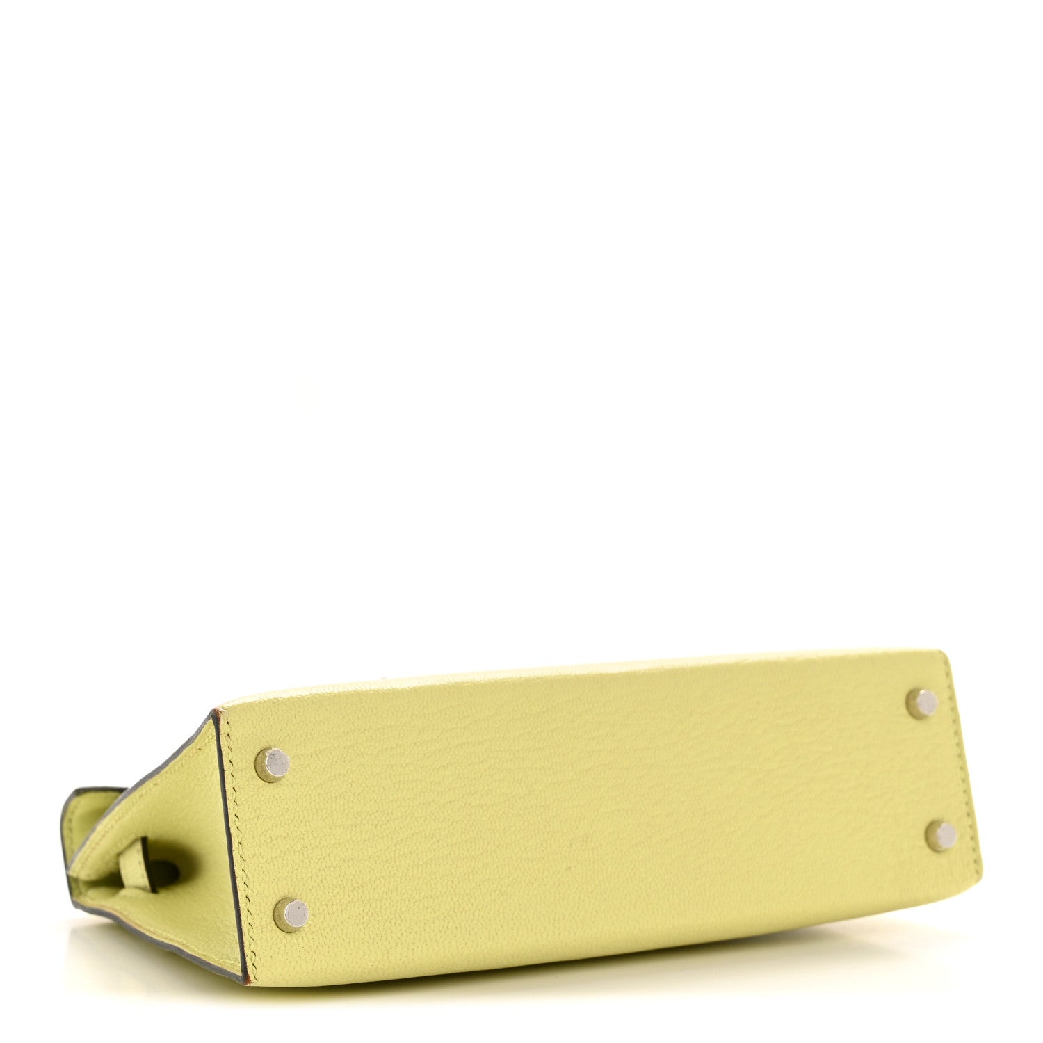 HERMS MINI KELLY 20 SELLIER JAUNE BOURGEON CHEVRE MYSORE SILVER HARDWARE