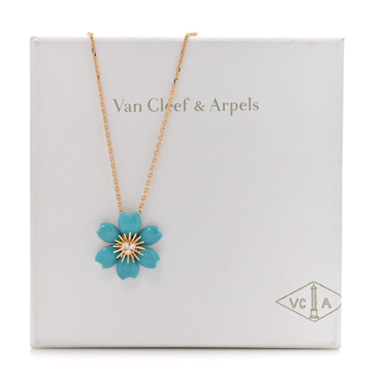 ヴァンクリーフ＆アーペル ミニ RoseDeNoel ペンダントネックレス マルチカラー 18K イエローゴールド VAN CLEEF & ARPELS MINI ROSE DE NOEL PENDANT NECKLACE MULTICOLOR 18K YELLOW GOLD