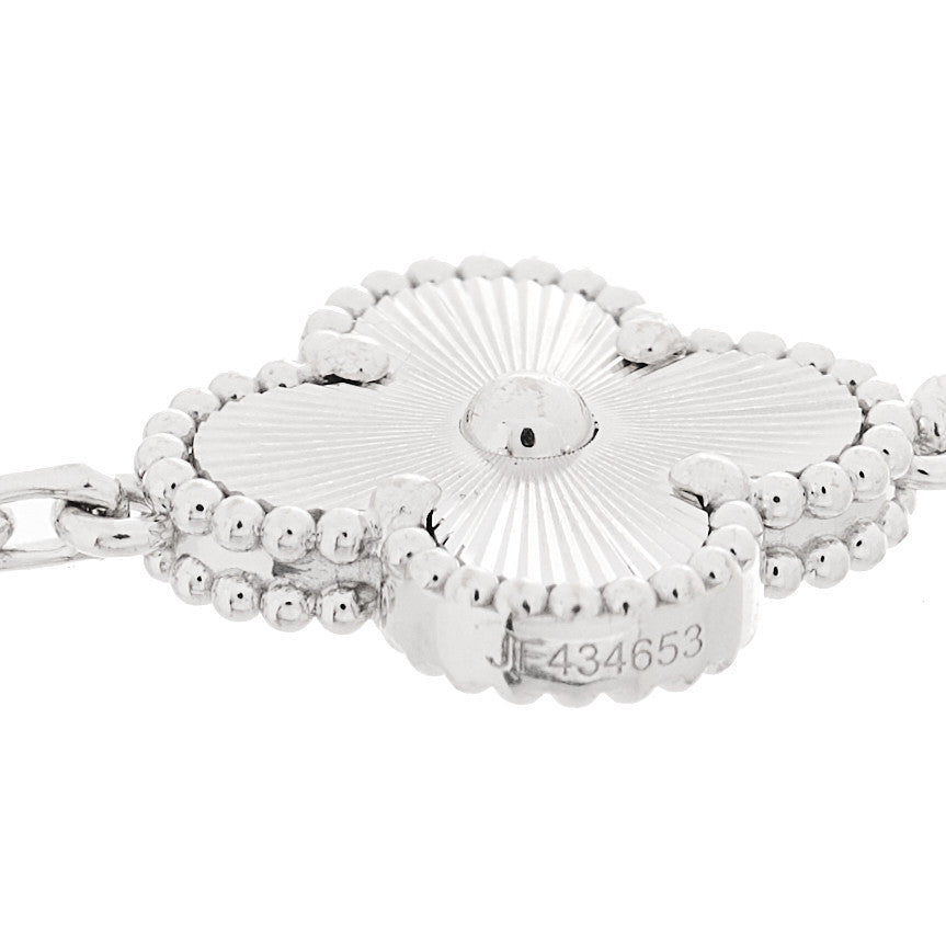 ヴァンクリーフ＆アーペル ヴィンテージアルハンブラ 5モチーフ ブレスレット ギョーシェ 18K ホワイトゴールド VAN CLEEF & ARPELS VINTAGE ALHAMBRA 5 MOTIFS BRACELET GUILLOCHÉ 18K WHITE GOLD